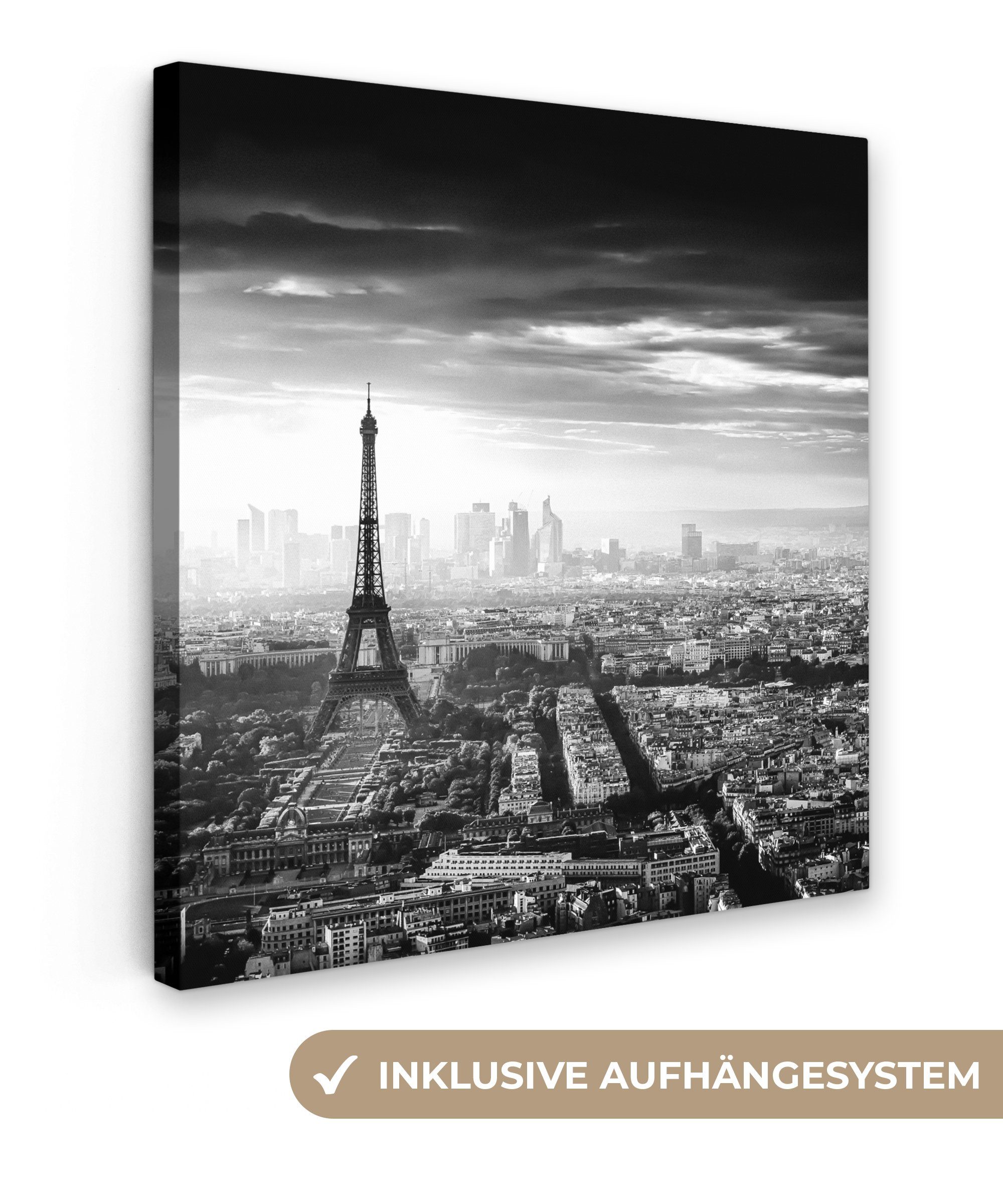 OneMillionCanvasses® Leinwandbild Paris - Skyline - Eiffelturm - Stadt - Wolken, (1 St), Leinwand Bilder für Wohnzimmer Schlafzimmer, 20x20 cm