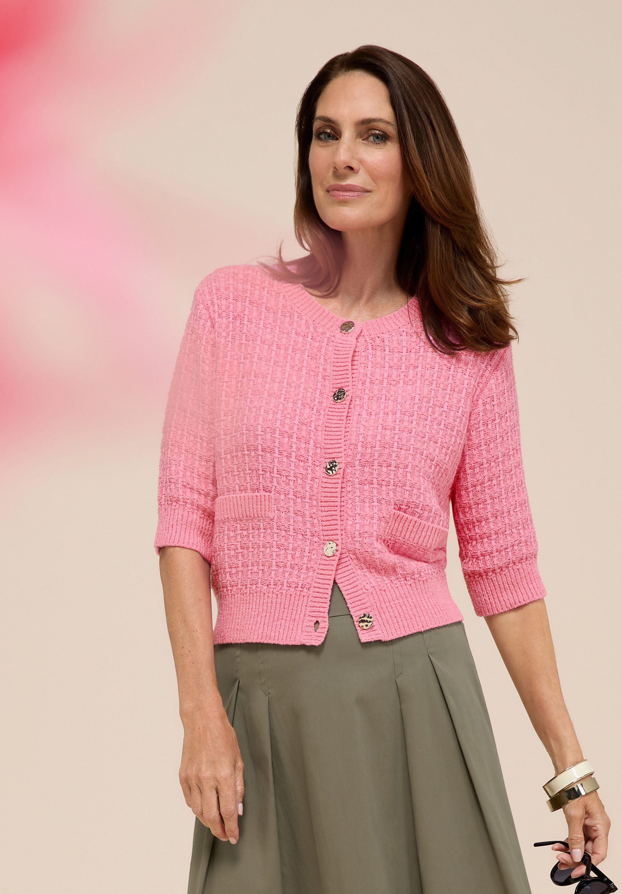 bianca Strickjacke RONA in Struktur-Strick in Trendfarbe