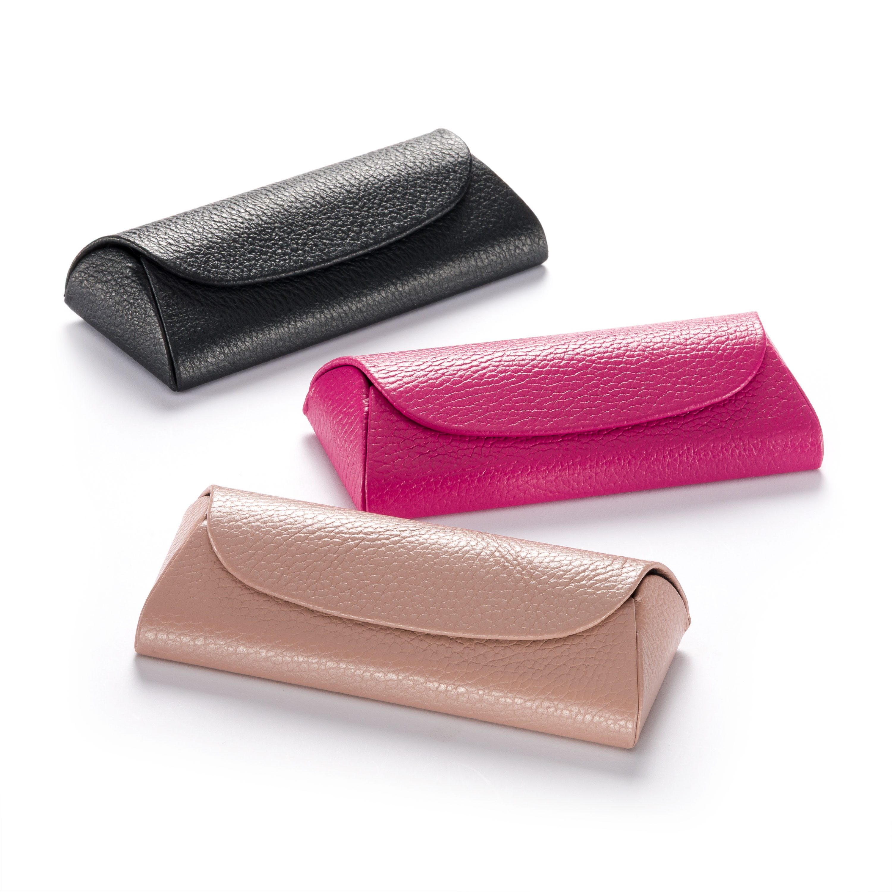 FEFI Brillenetui Echt-Leder, in aufregenden Farben, Handmade, mit Magnetverschluß, Set aus 1 Etui + hochwertigem Mikrofasertuch