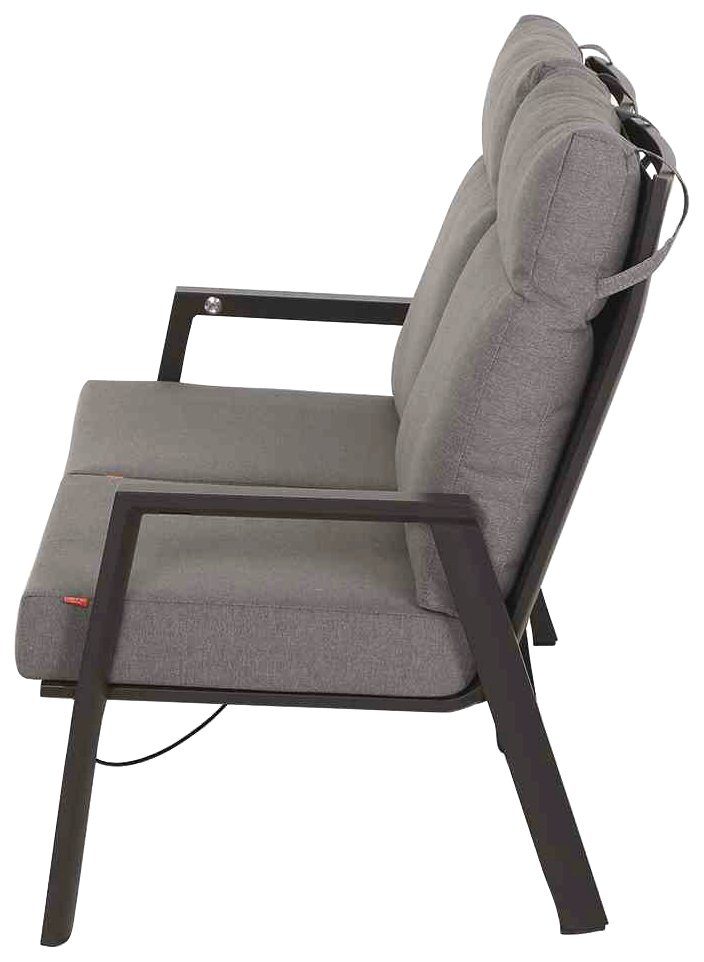 Siena Garden Gartenlounge-Set Valencia, (3-tlg., 1x Bank, 2x Sessel), Aluminium,verstellbar,inkl. Kissen in salt&pepper, mit Reißverschluss