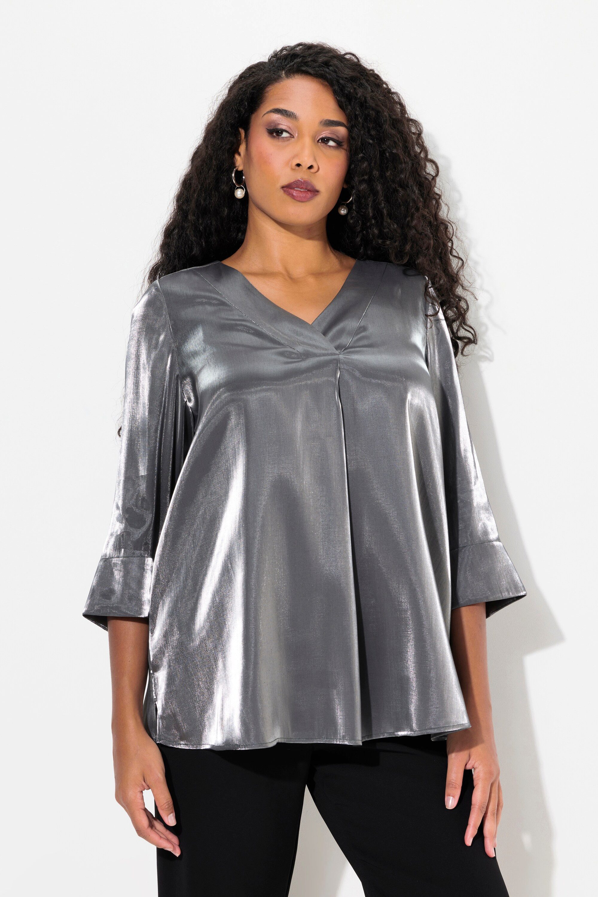 Ulla Popken Tunika Bluse A-Linie Zierfalten günstig online kaufen