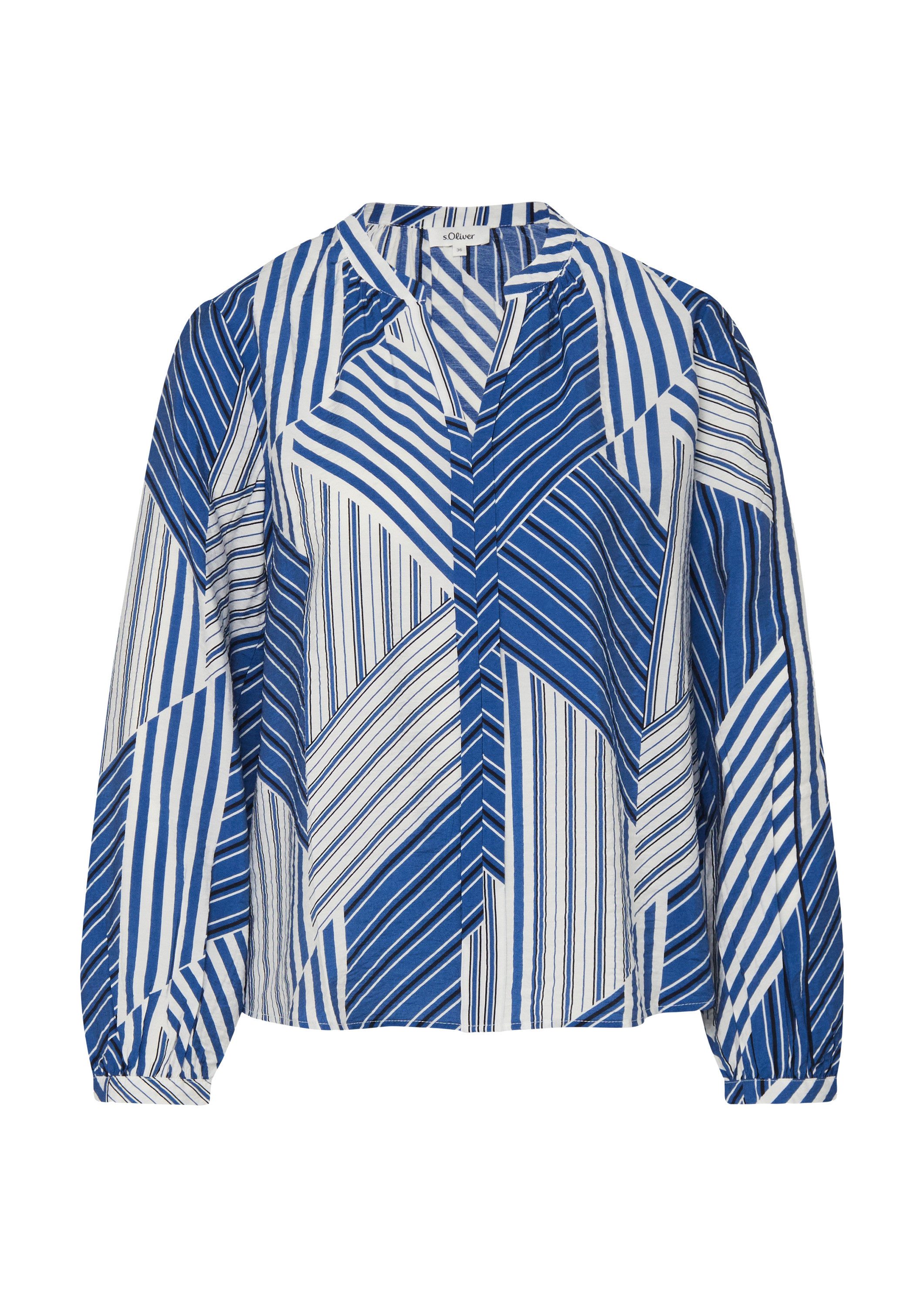 s.Oliver Langarmbluse Bluse Viskosebluse mit Raffung und All-over-Print günstig online kaufen