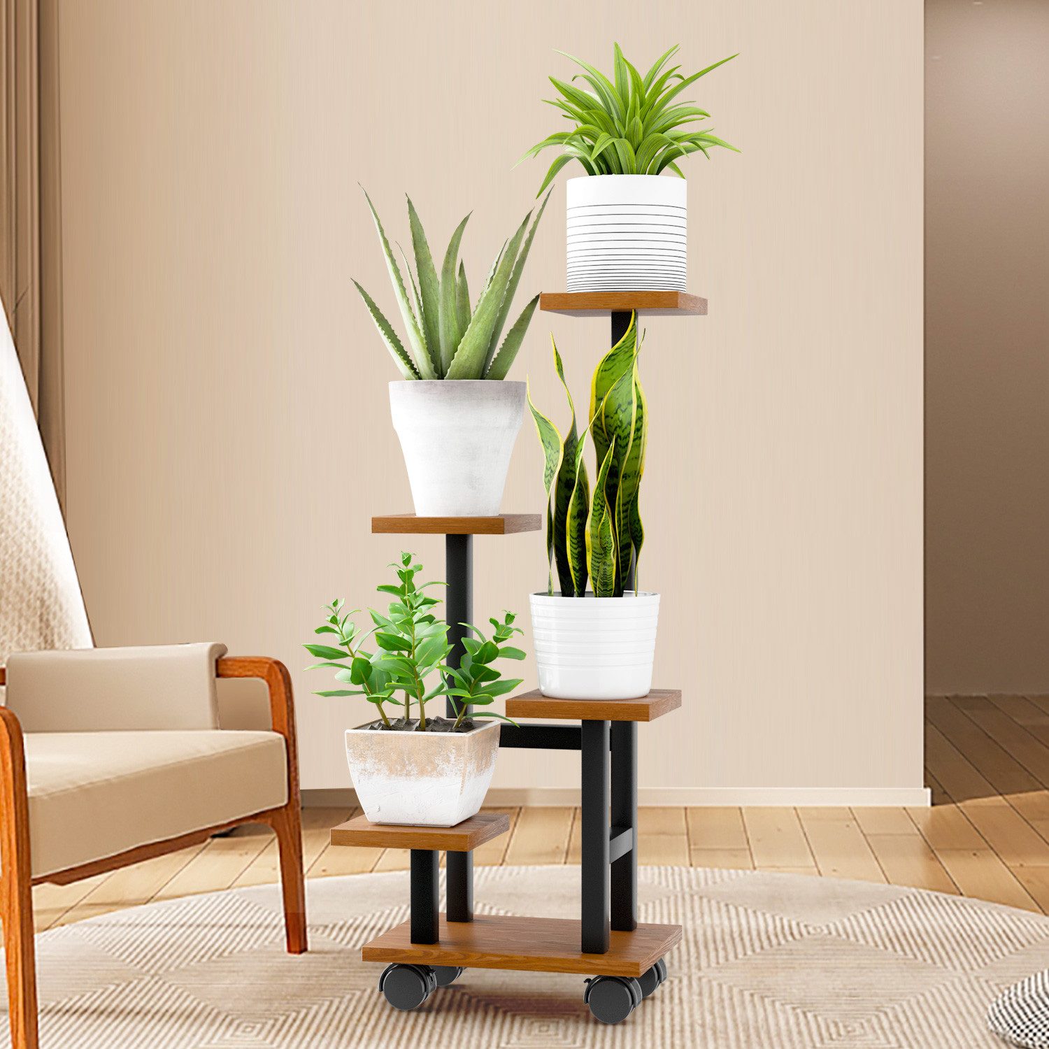 Simloveve Blumenständer Pflanzenständer Metall mit Rädern günstig online kaufen