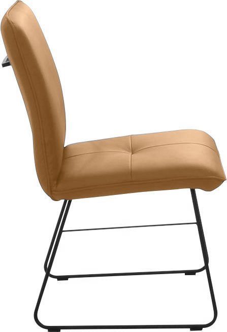 Rücken, Sitz Wohnen St), (1 in Metall Griff curcuma im Komfort & Steppung am Kufenstuhl Drahtgestell schwarz, K+W