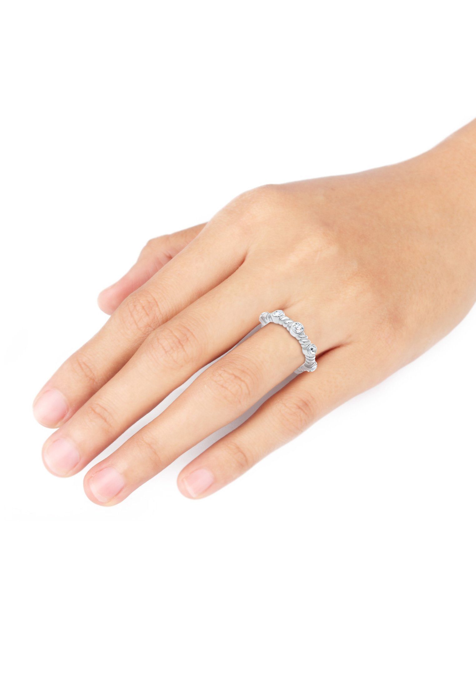 Elli Premium Fingerring Gedreht Infinity Kristalle Twisted Silber, 925