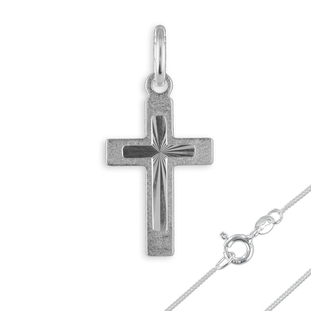 Order & Smile Schmuck Kreuzkette Kreuz Kette 925 Silber diamantiert (Set, inkl. Kette), gestempelt