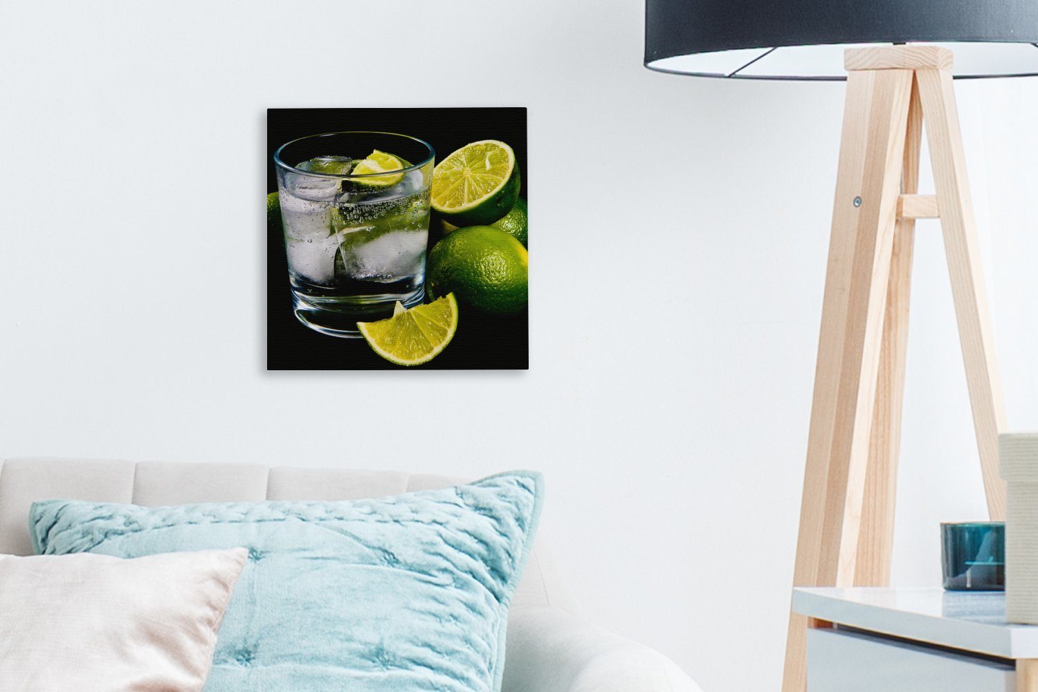 Leinwand Bilder umgeben Schlafzimmer (1 Tonic auf St), Limetten, für Glas Eis, Gin OneMillionCanvasses® von Leinwandbild Wohnzimmer