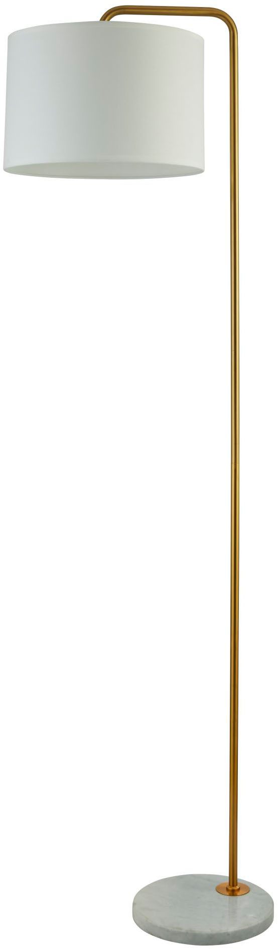 Searchlight Stehlampe Gallow Floor Lamp - Antique Gold, Marble Base & White Shade, Leuchtmittel wechselbar