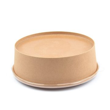 Einwegschale 50 Stück Kraft Salatschalen mit Deckel, rund, 1100 ml, Salatbox Paper Bowls Pappsalatschale Salad Cups