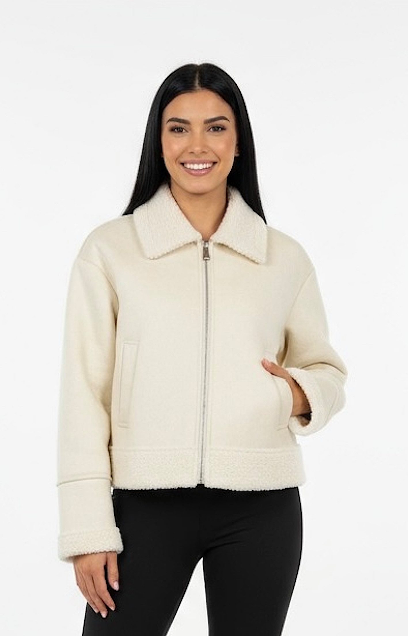 Lederimitatjacke Worldclassca Kunstwildleder Teddy Jacke Warm Gefüttert Übergangsjacke