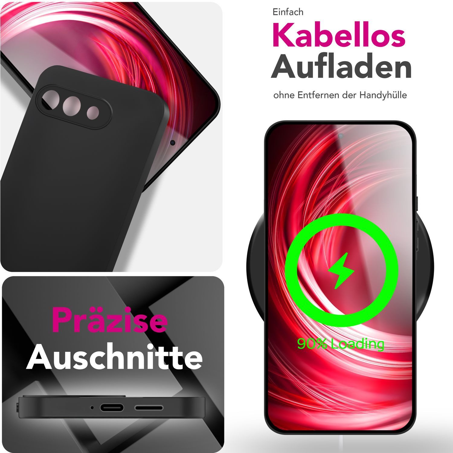 Nalia Smartphone-Hülle Google Pixel 9a 16 cm (6,3 Zoll), 1,28mm TPU Cover / Dünn & Mattiert / Staubschutz Tasten / Anti Flecken