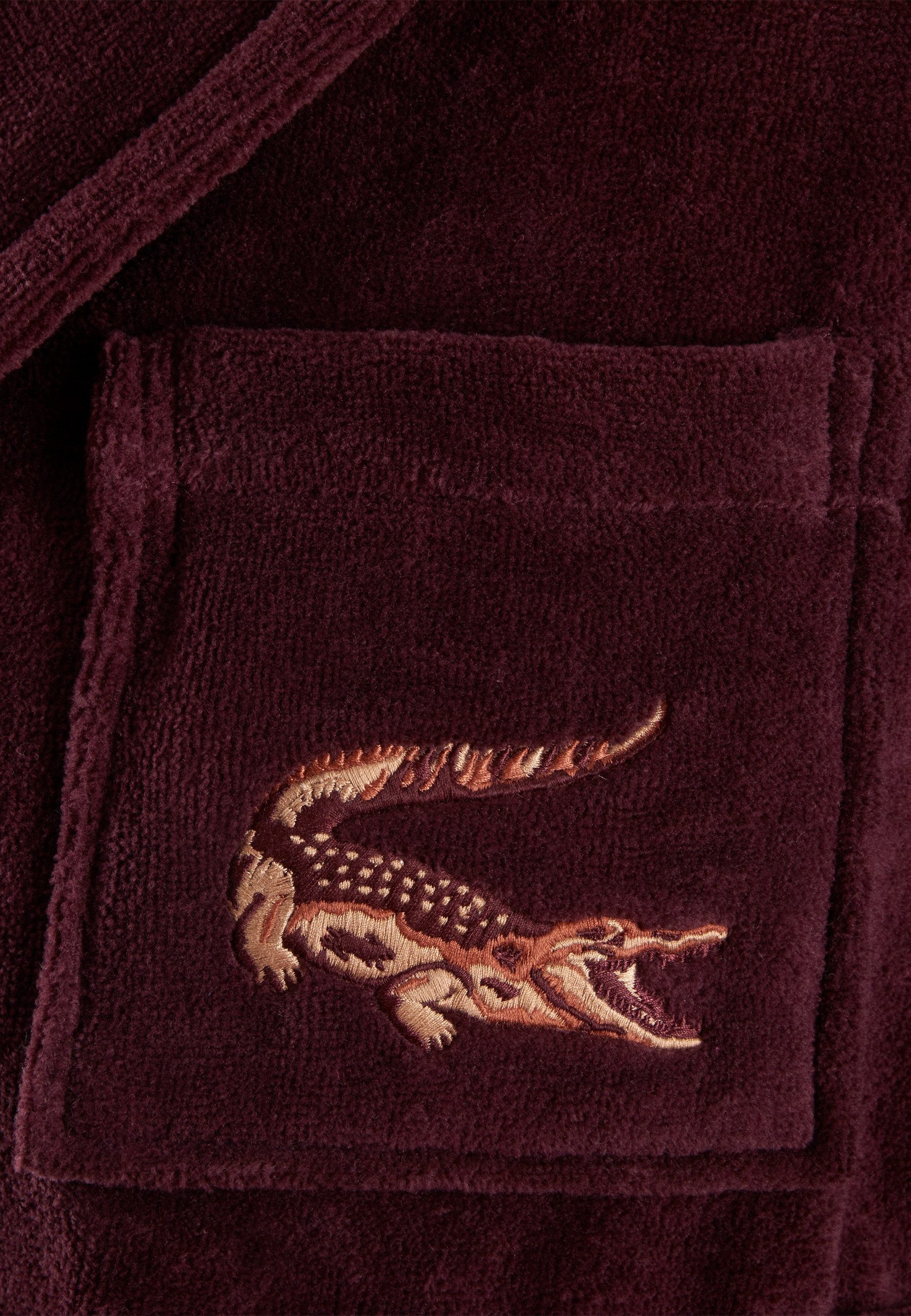 Lacoste Bademantel LRENE, Langform, Baumwolle, Schalkragen, Gürtel, mit Logostickerei Lacoste Krokodil