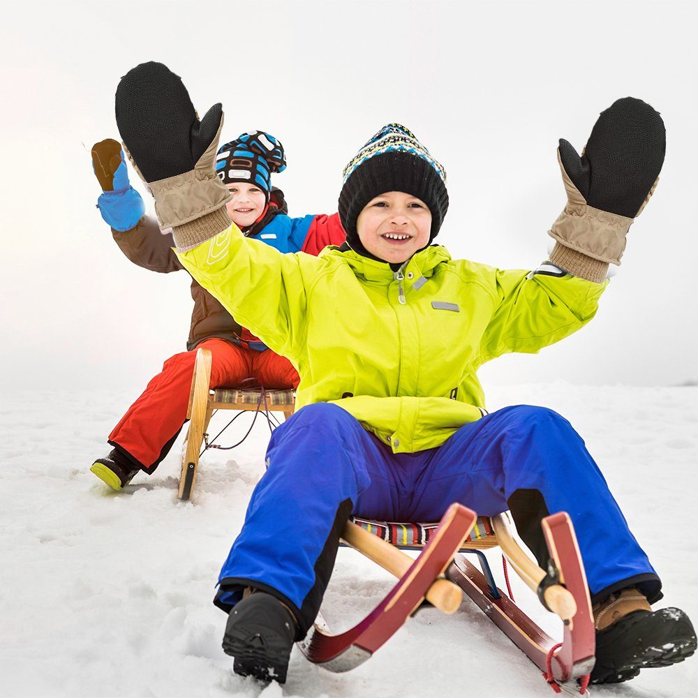 Juoungle Skihandschuhe Kinder Winter khaki Handschuhe wasserdichte Radfahren Skihandschuhe