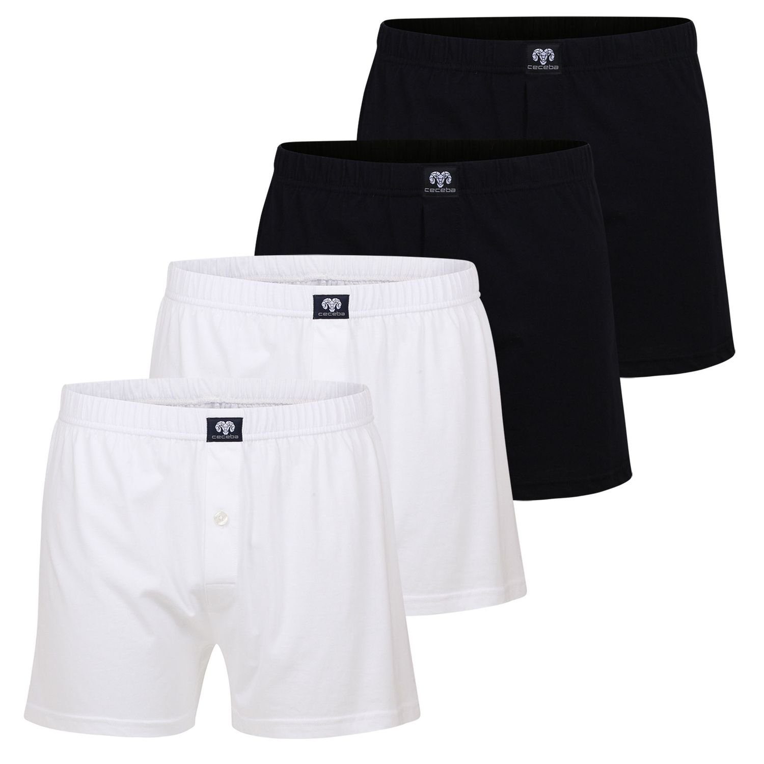 Pack Boxershorts 4er Herren Boxershorts 2 Eingriff mit 2 schwarz CECEBA weite CECEBA x im weiß (4-St) x