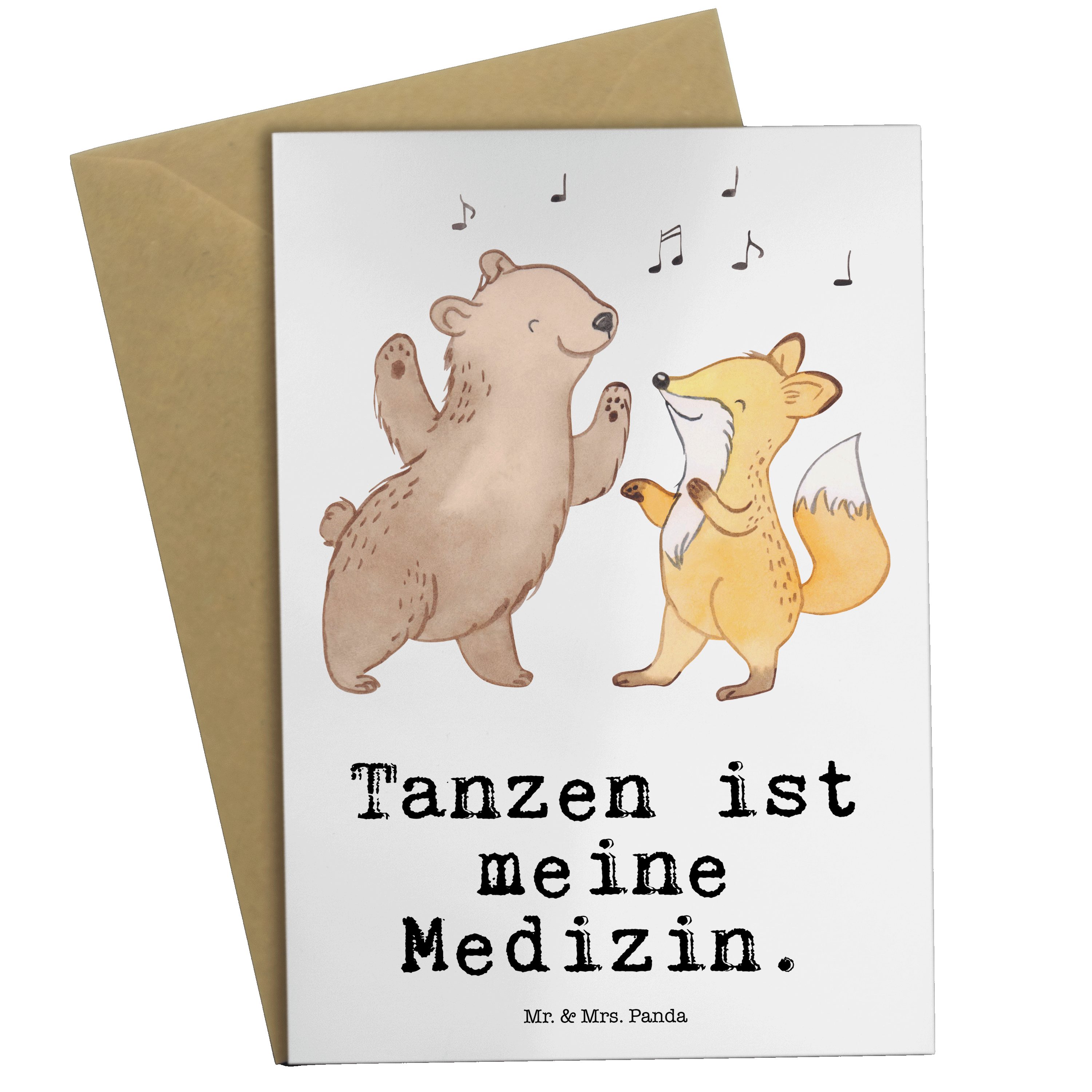 Mr. & Mrs. Panda Grußkarte Hase Tanzen Medizin - Weiß - Geschenk, Tanzkurs, Sportart, Tanzschule