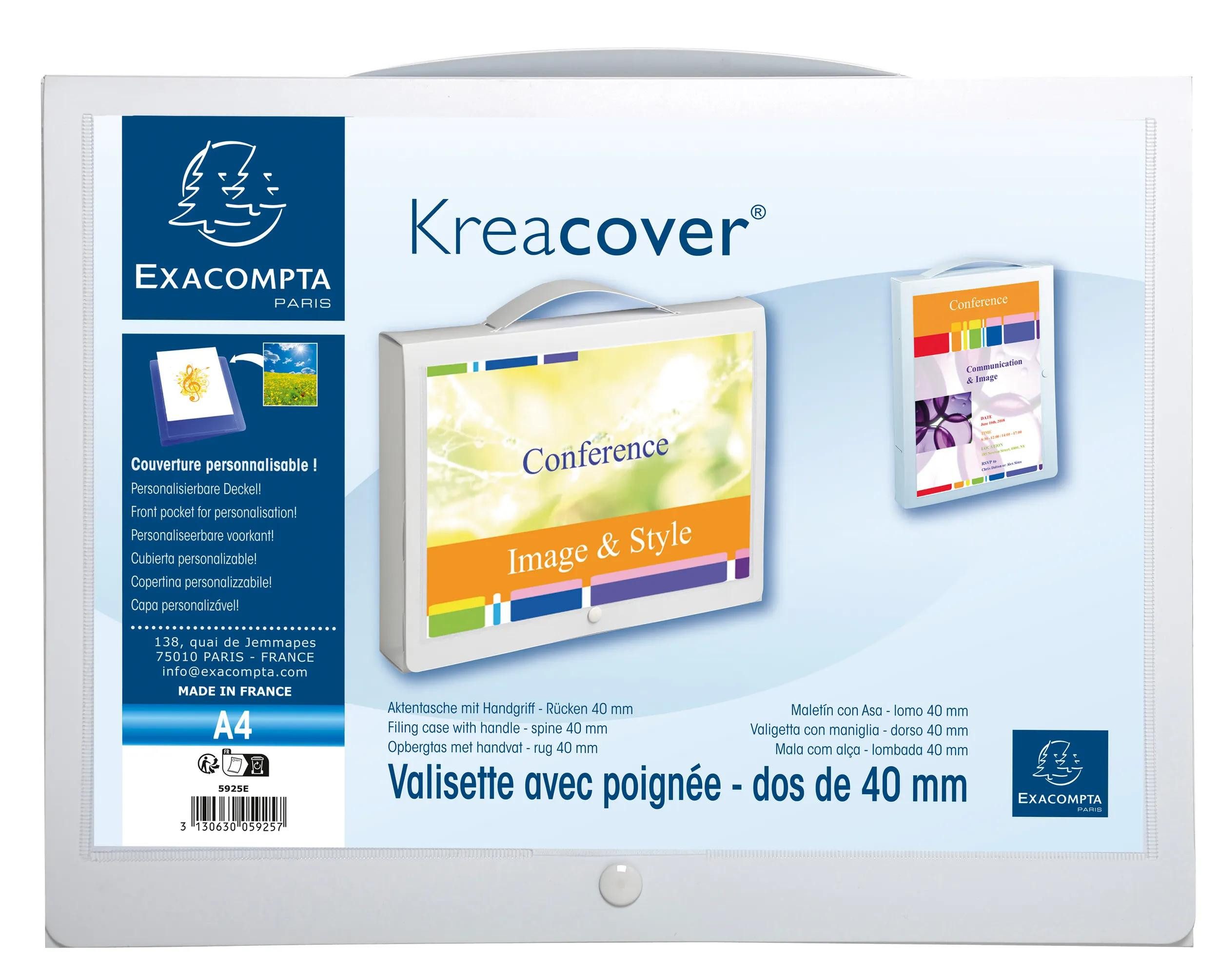 Aktentasche 10x Aktenmappe PP 800µ + Griff Krea Cover, für Format A4, Weiß, 5925E