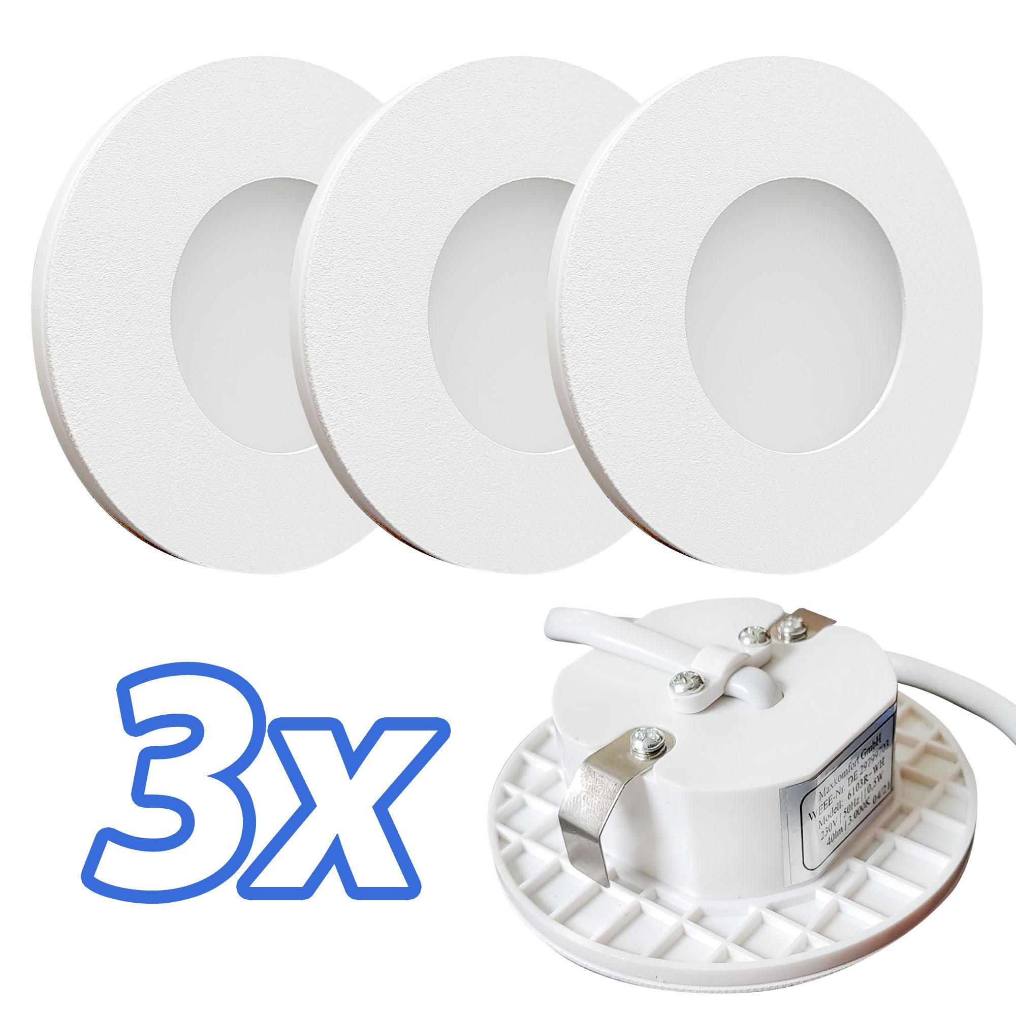 Maxkomfort LED Wandstrahler 6103, LED fest integriert, Warmweiß, 3000K, LED, Einbauleuchte, Wandeinbauleuchte, Wandleuchte, Treppenbeleuchtung, Stufenlicht, Einbauspots, Strahler, Lampe, Wandbeleuchtung, Nachtlicht, Stufenbeleuchtung