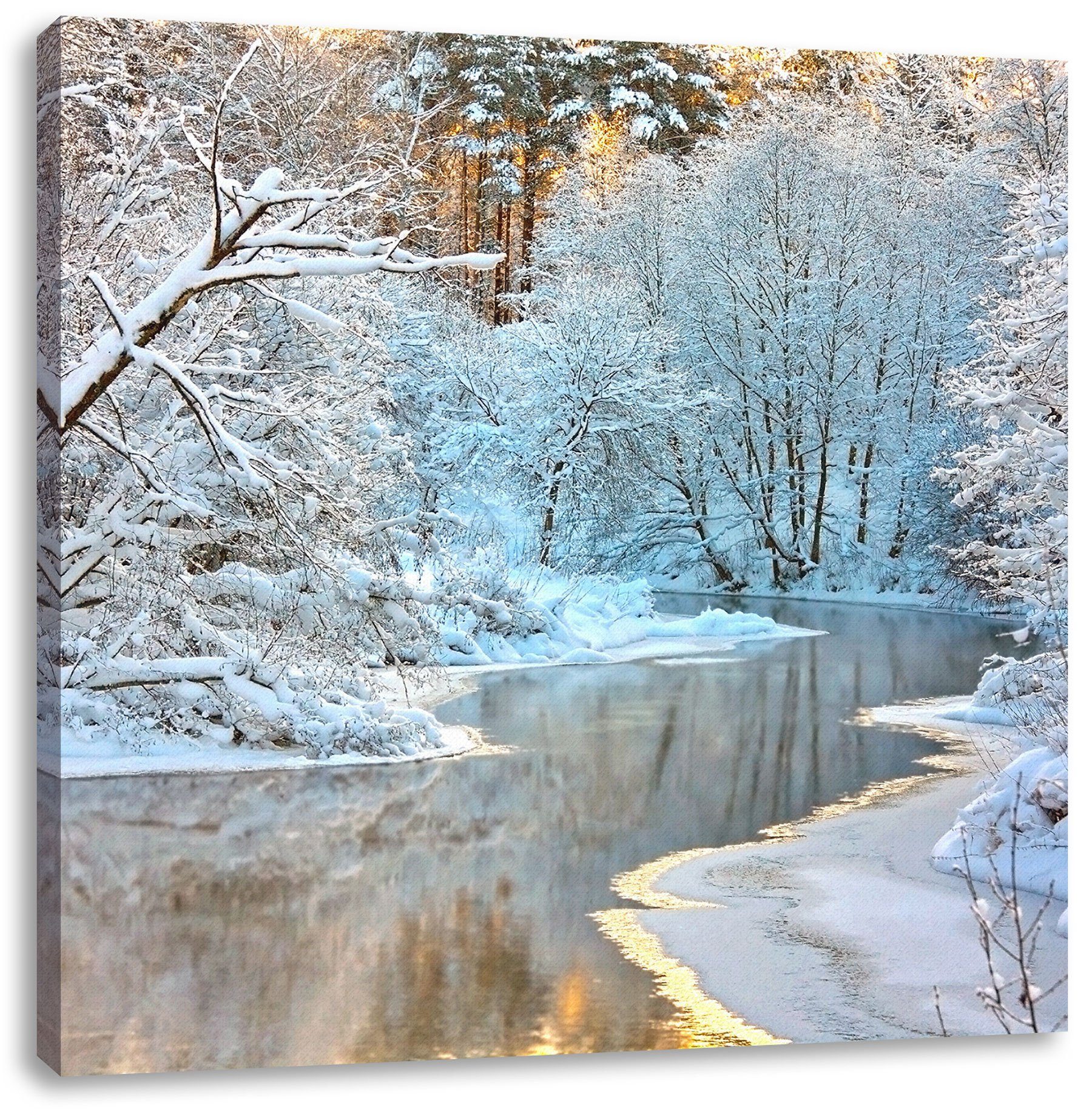 inkl. Atemberaubende fertig Zackenaufhänger Pixxprint (1 bespannt, Leinwandbild Atemberaubende St), Winterlandschaft, Leinwandbild Winterlandschaft