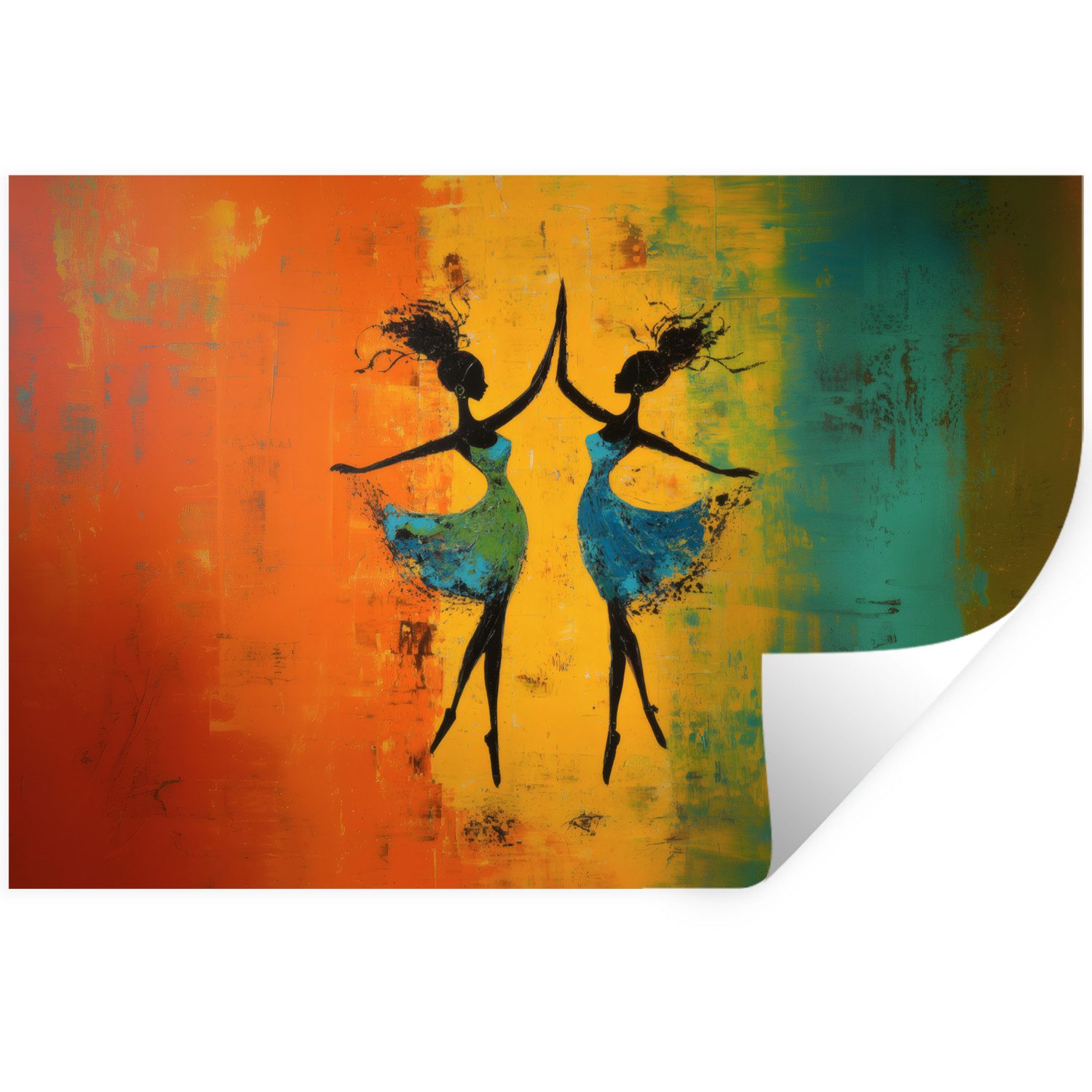 MuchoWow Wandsticker Tanzen - Frauen - Farbtextur (1 St), Wanddeko, Aufkleber, Wandtattoo, 120x80 cm