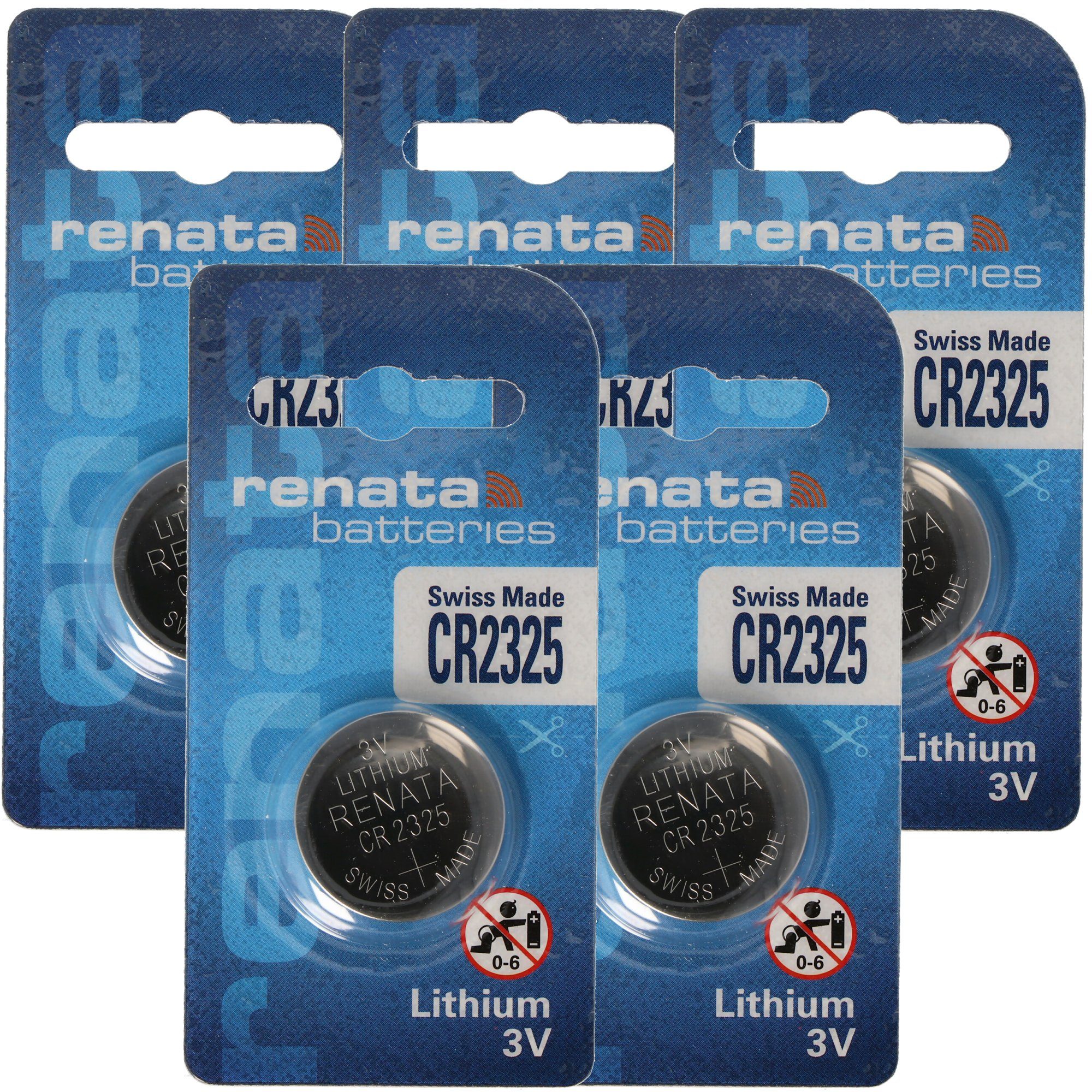 Renata CR2325 Lithium Batterie IEC CR2325 5er Set Batterie, (3,0 V)