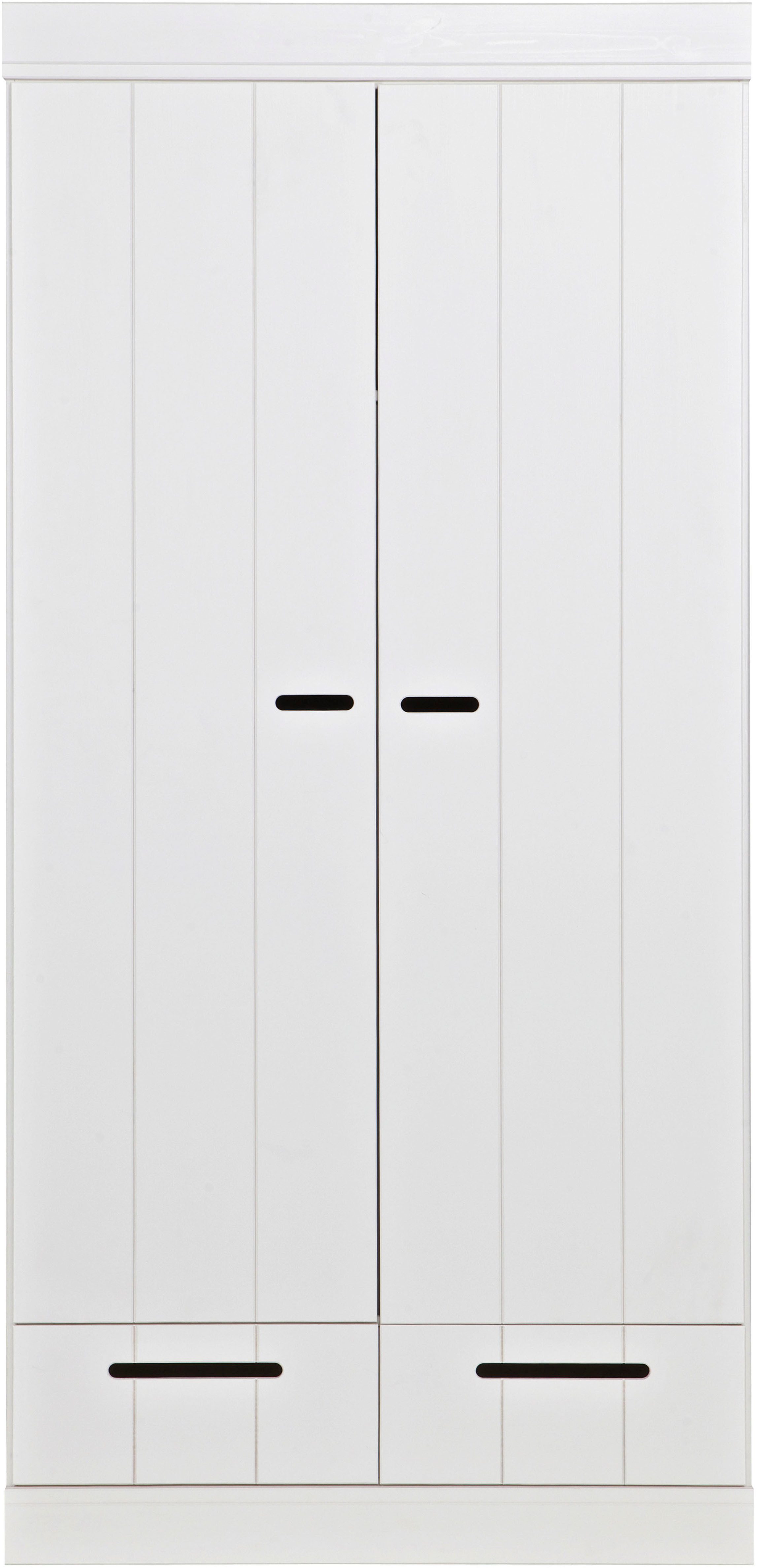 WOOOD Kleiderschrank Connect FSC®-Kiefernholz Schlitzgriff, H 195 x B 140 x T 53 cm Stapelbar kombinierbar, Metall Schubladenführung