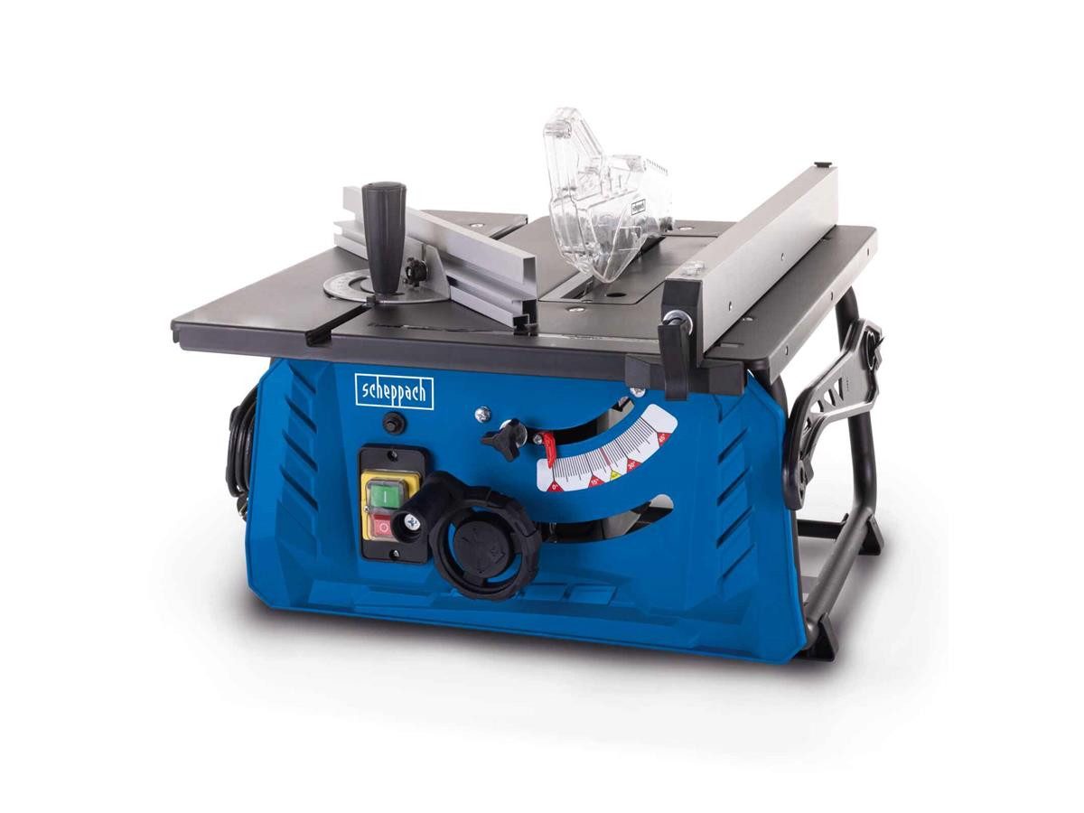 Scheppach Tischkreissäge HS210, Set, 4-St., 1500 W Motorleitung mit Überlastschutz, Inkl. Querschneidlehre, Längsanschlag und Schiebestock