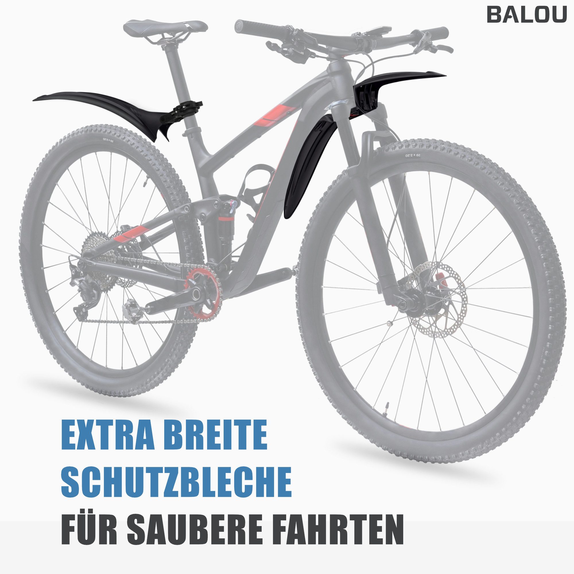 BALOU Schutzblech BALOU Mountainbike Fahrrad Schutzblech, 24-29" – Bild 4 von 5