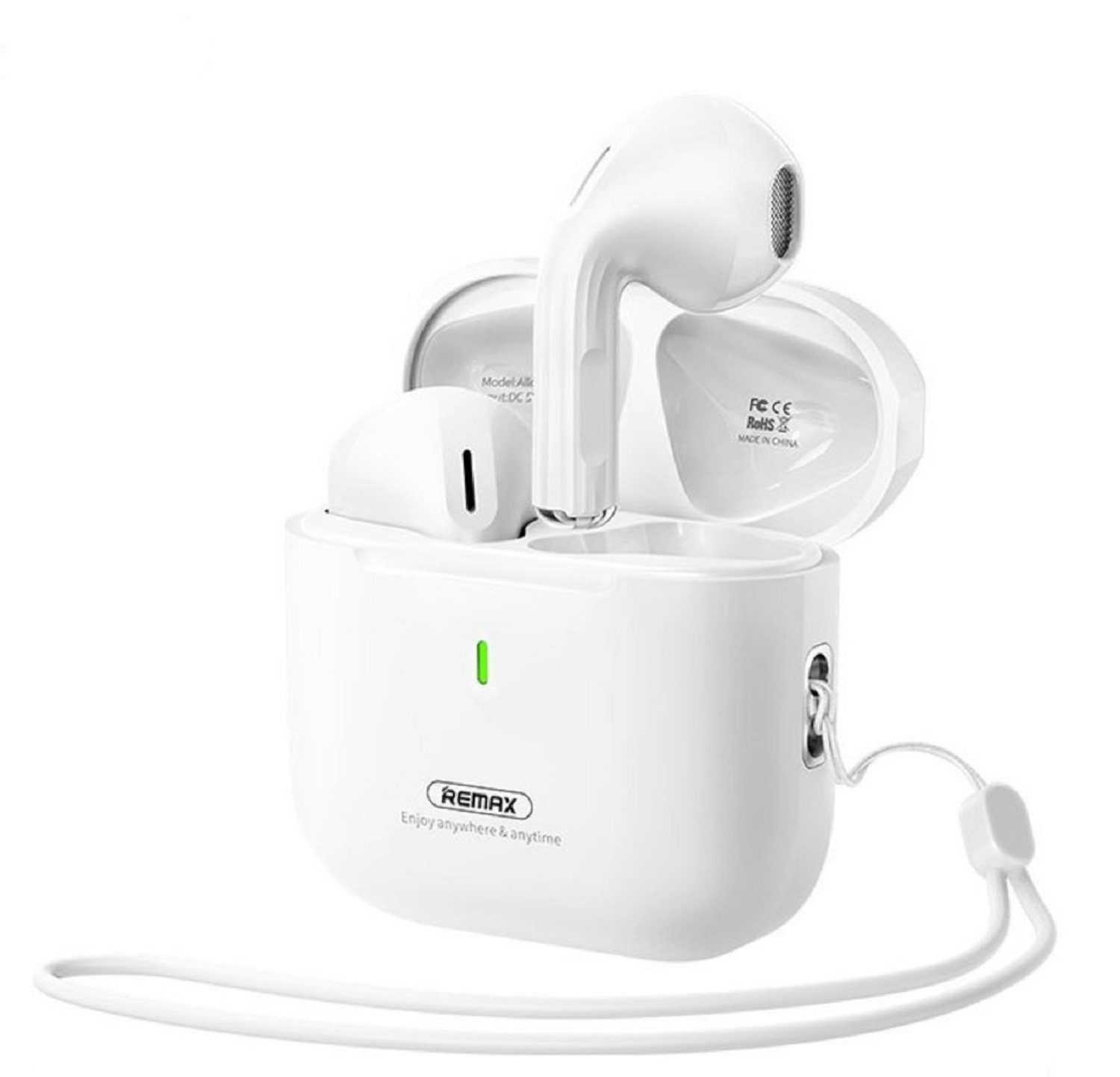 Remax Bluetooth-Kopfhörer TWS W27 Weiß BT 5.4 Bluetooth-Kopfhörer (TWS, 20 Stunden Akkulaufzeit mit Ladeetui, Wasser- und schweißbeständig)
