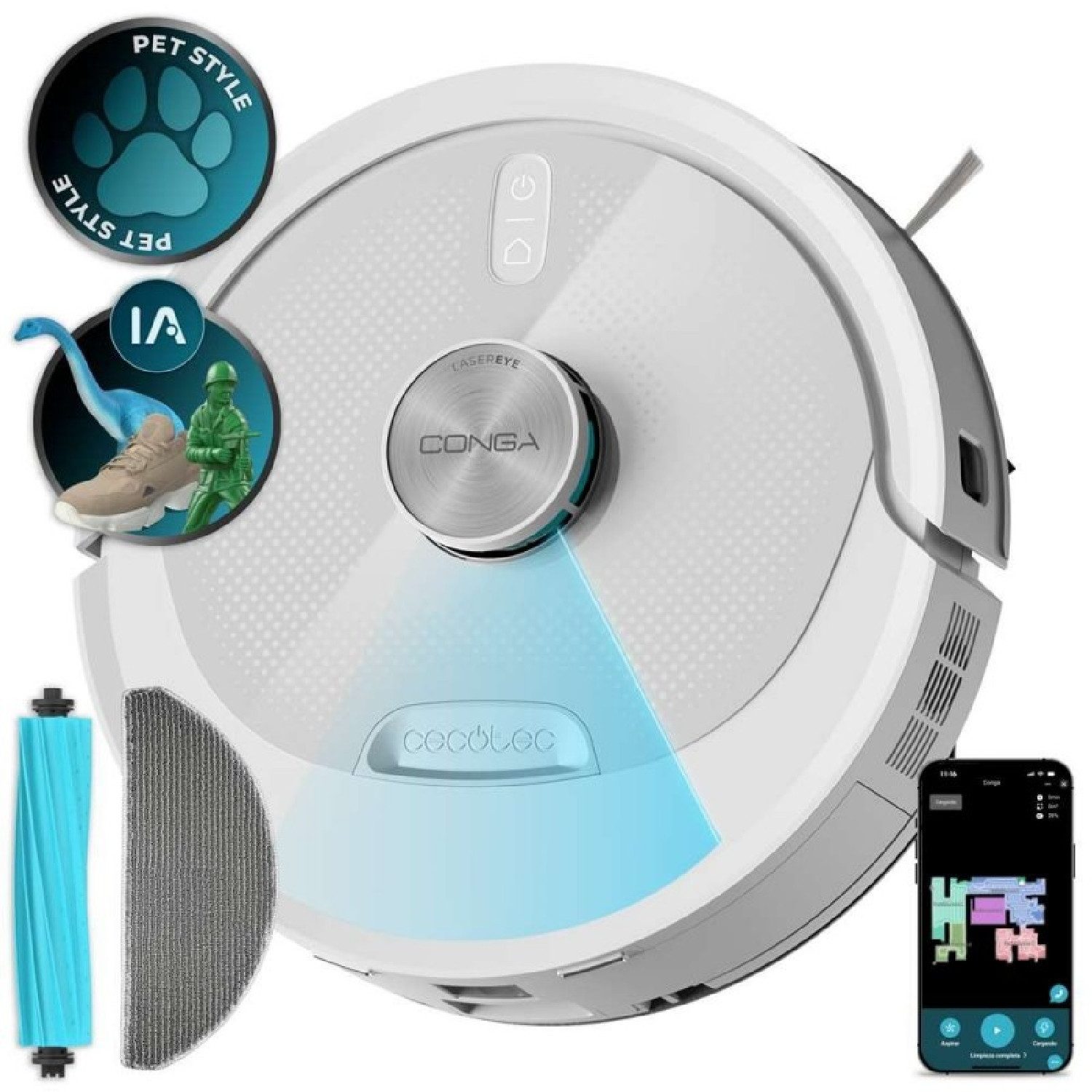Cecotec Nass-Trocken-Saugroboter Conga M90 Pearl
