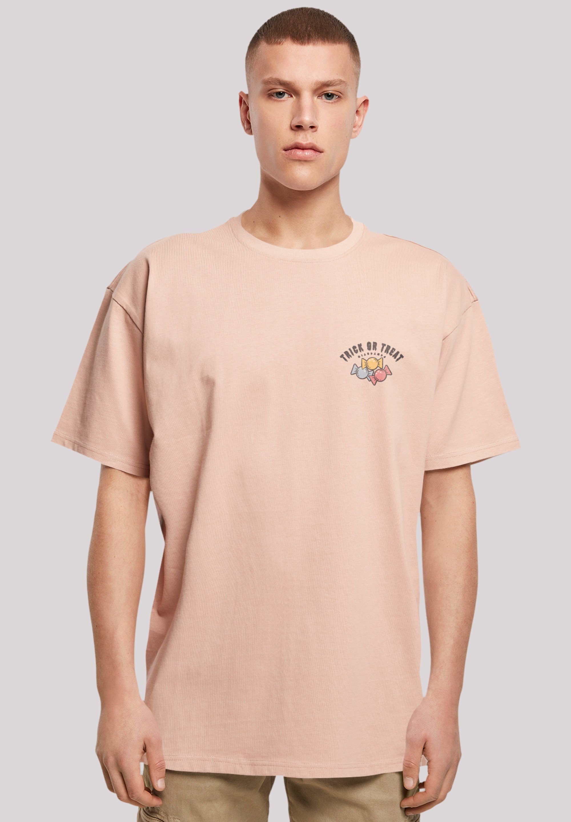 F4NT4STIC T-Shirt Trick Or Treat Halloween Print amber
