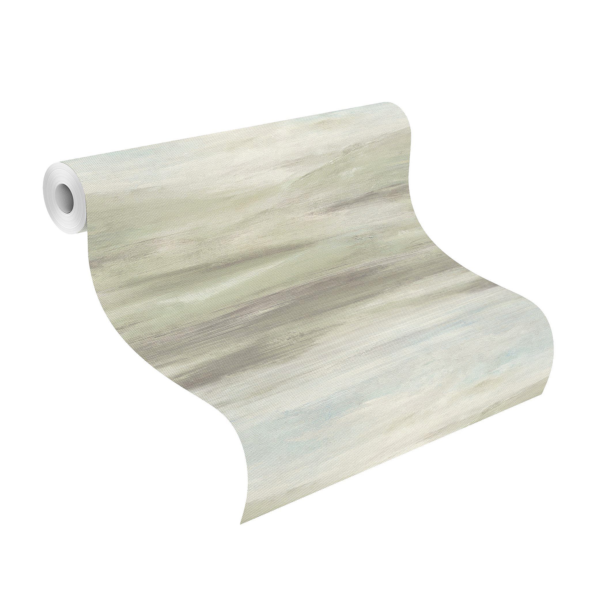 Rasch Vliestapete Landschaft - Vinyltapete Grau Grün Türkis Oliv, Wischoptik, Aquarelloptik, Naturoptik, (1 Rolle, 1 St., 10,05 m x 0,53 m), gute Lichtbeständigkeit, feucht abwischbar, restlos abziehbar
