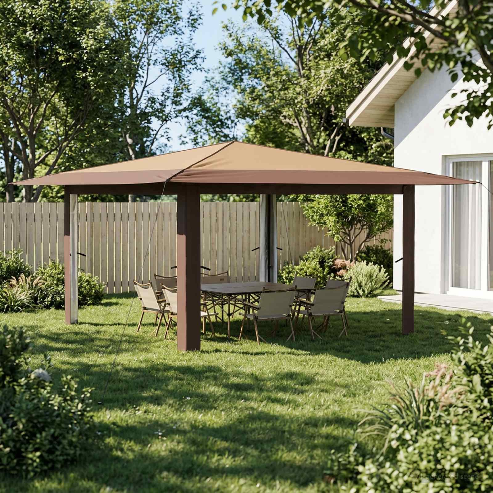 vidaXL Partyzelt Pavillon ohne Seitenwand 4 x 4 m Beige und Braun