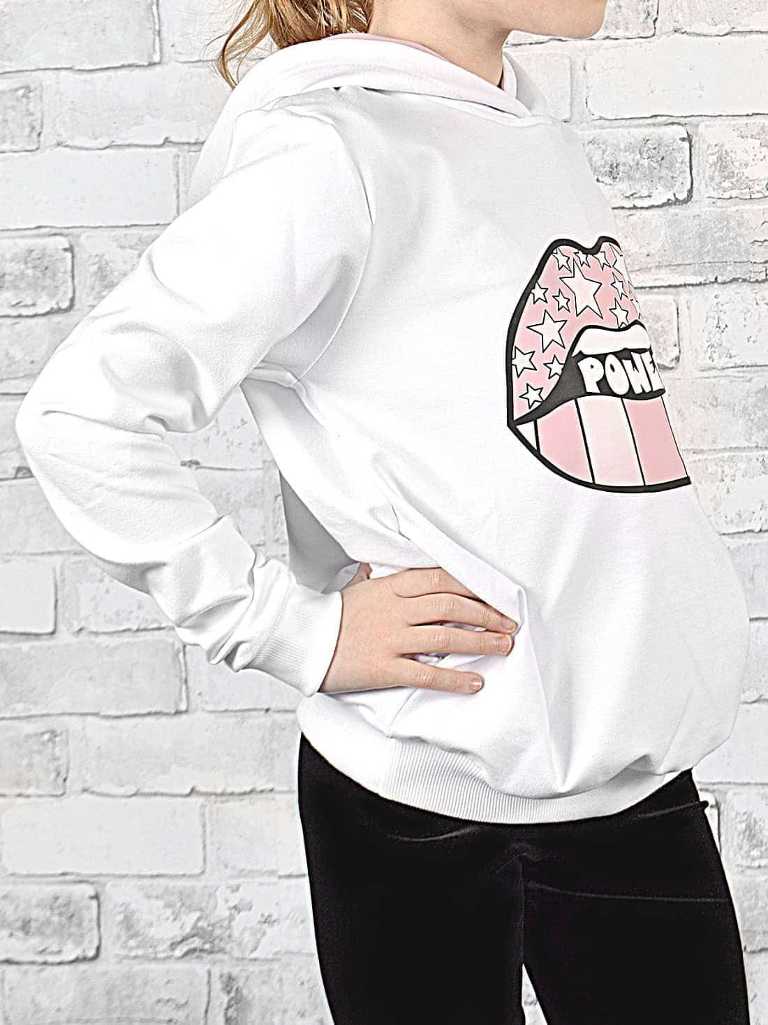BEZLIT Stars Pullover mit Print (1-tlg) Hoodie Weiß Kapuze Mädchen mit Power