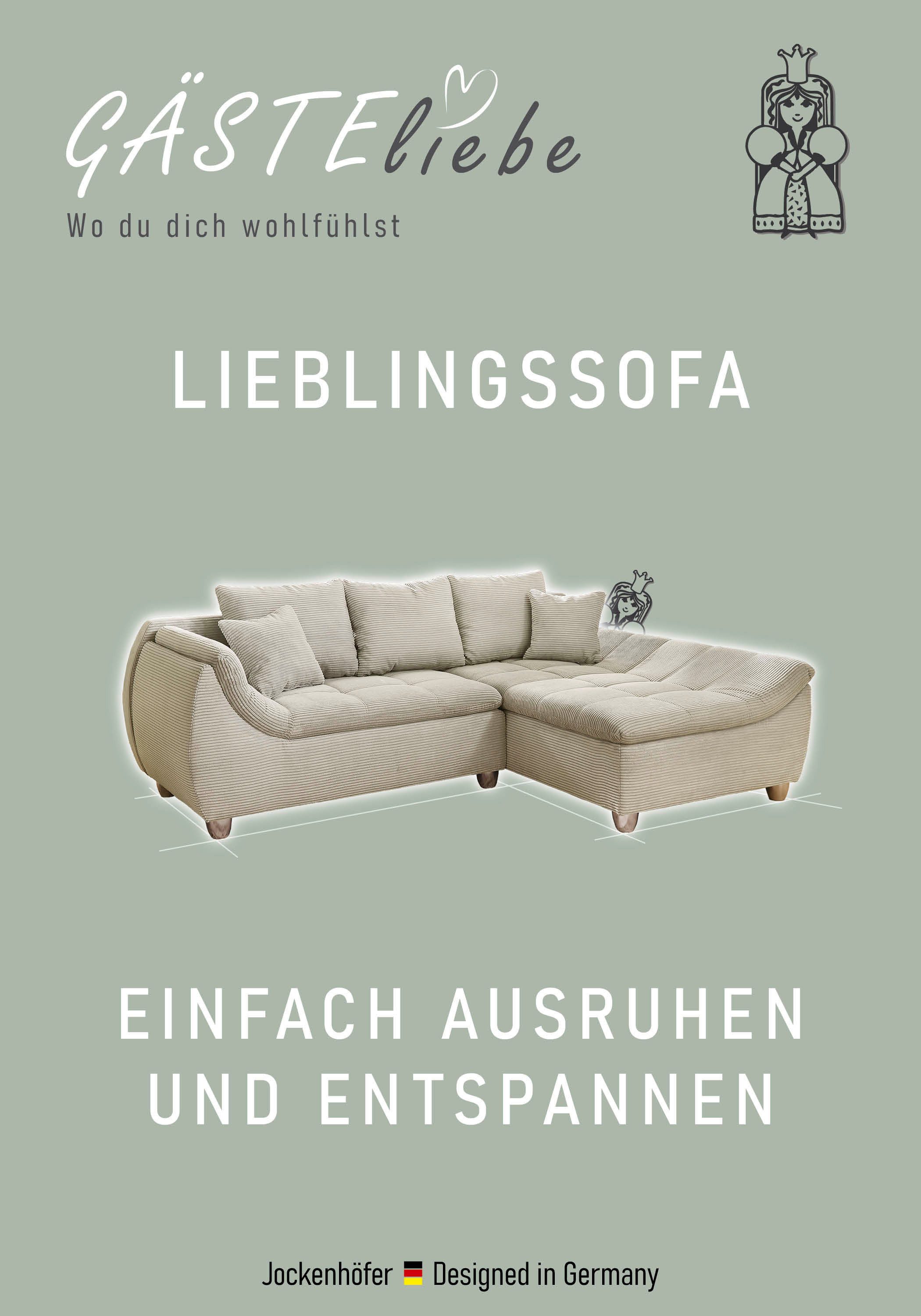 Jockenhöfer Gruppe Ecksofa Genua L-Form, B: 250 cm, mit 2 Zierkissen günstig online kaufen