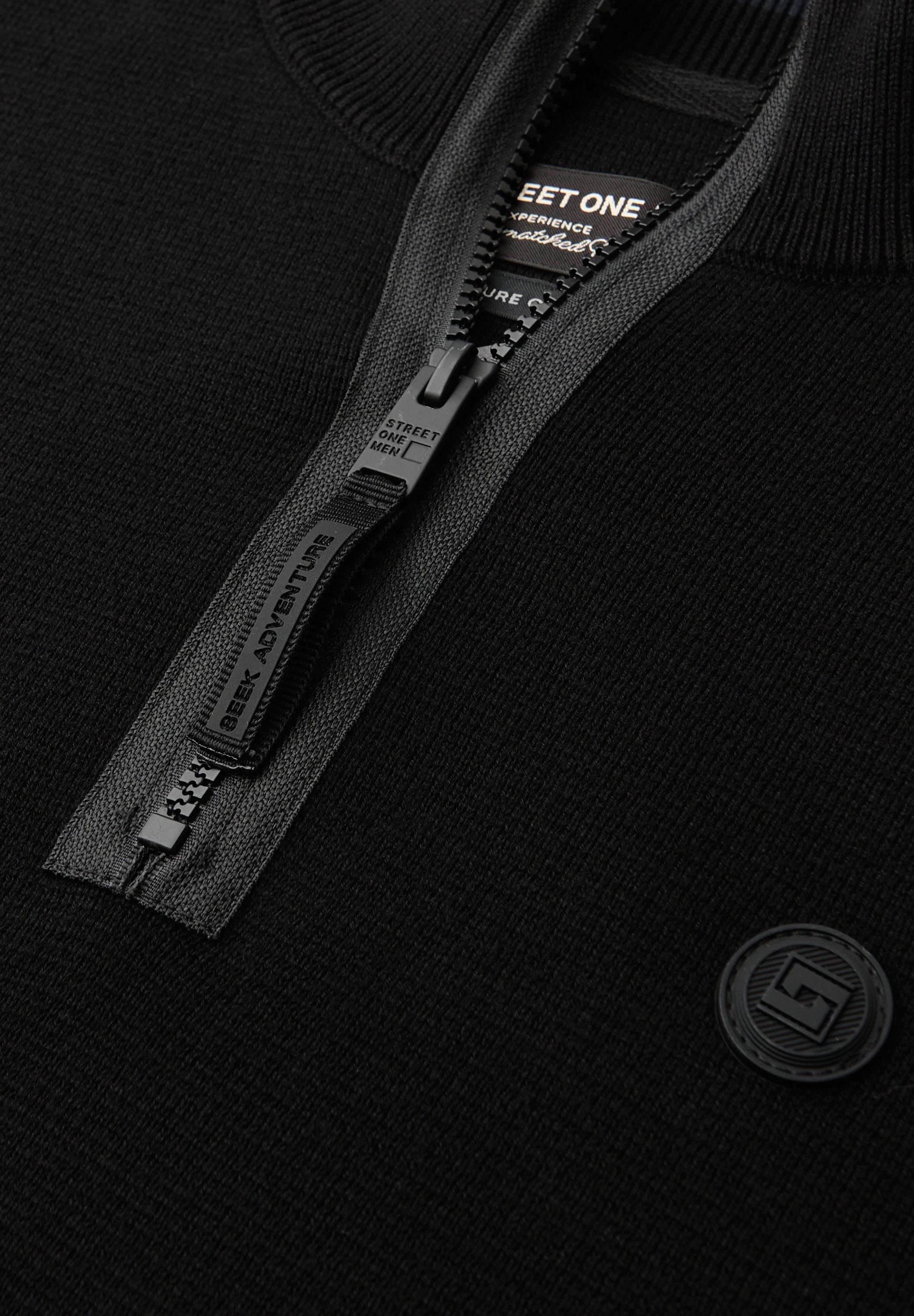 STREET ONE MEN Stehkragenpullover mit Zipper