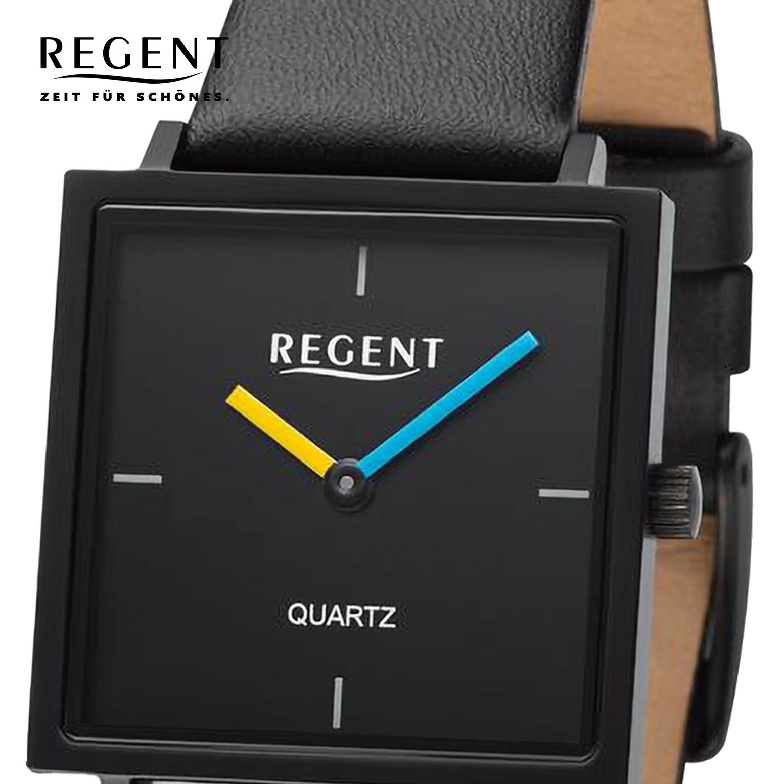 Regent (ca. groß Armbanduhr rund, Damen extra Damen Armbanduhr Quarzuhr Analog, Regent Uhrzeit Lederarmband, 28x28mm),