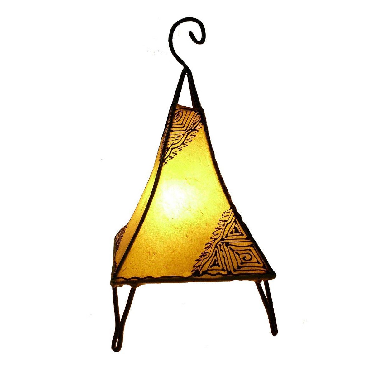 Leuchtmittel cm, Lederlampe Gelb Stehlampe 35-38 ohne Orient marokkanische SIMANDRA Pyramide