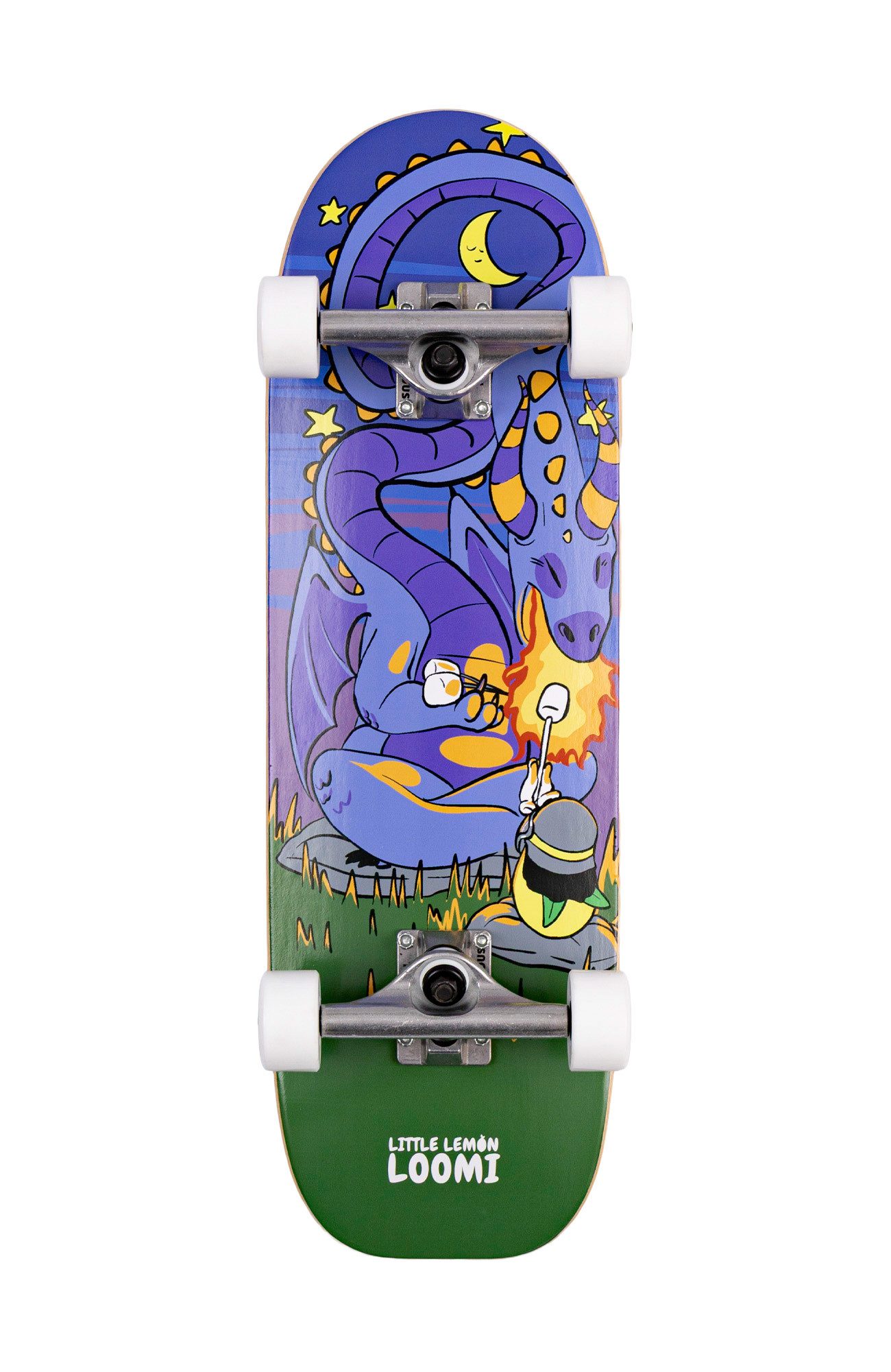 Little Lemon Loomi Skateboard Corkgrip Light Cruiser 7.75" - Dragon, für Kinder ab 3 Jahre, mit Kork-Griptape