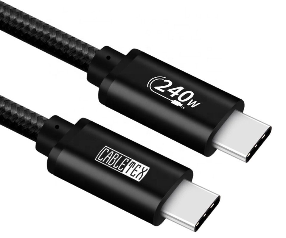 CABLETEX USB C Power Delivery 240W Ladekabel für Laptops & Smartphones USB- Kabel, USB-C, USB-C (100 cm), QuickCharge 5, Power Delivery 3.0, 240 Watt,  Laptopladekabel, Ladekabel