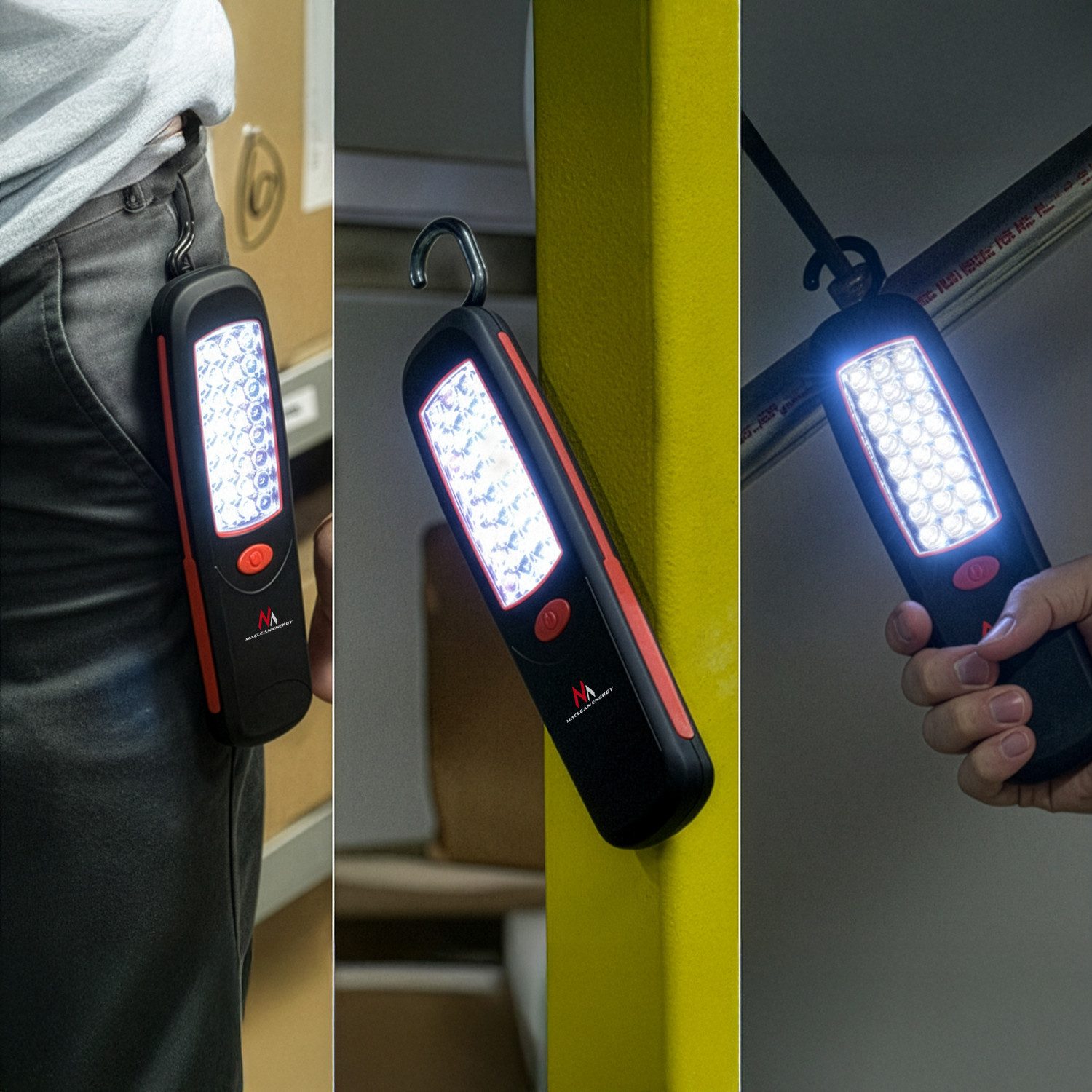 Maclean Arbeitsleuchte MCE03 4 LED mit Magnet & Haken – Werkstattlampe, LED fest integriert, für Auto, Garage, Werkstatt, Camping, Angeln, Heimwerker