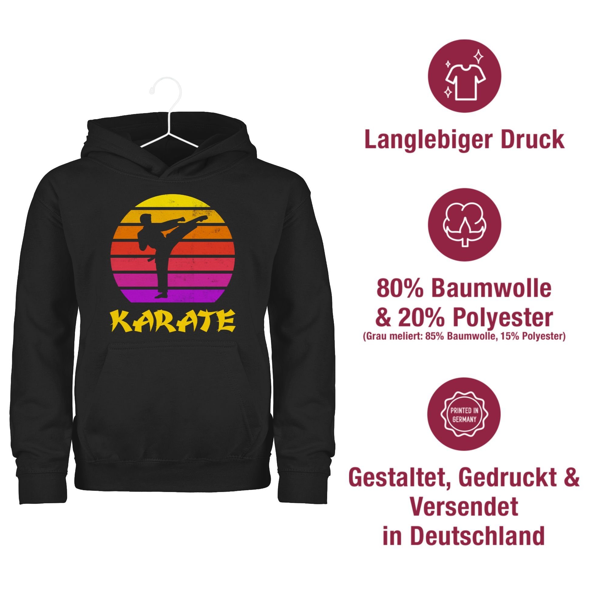 Schwarz Sonne Retro Karate Shirtracer Hoodie Sport 2 Kinder Kleidung