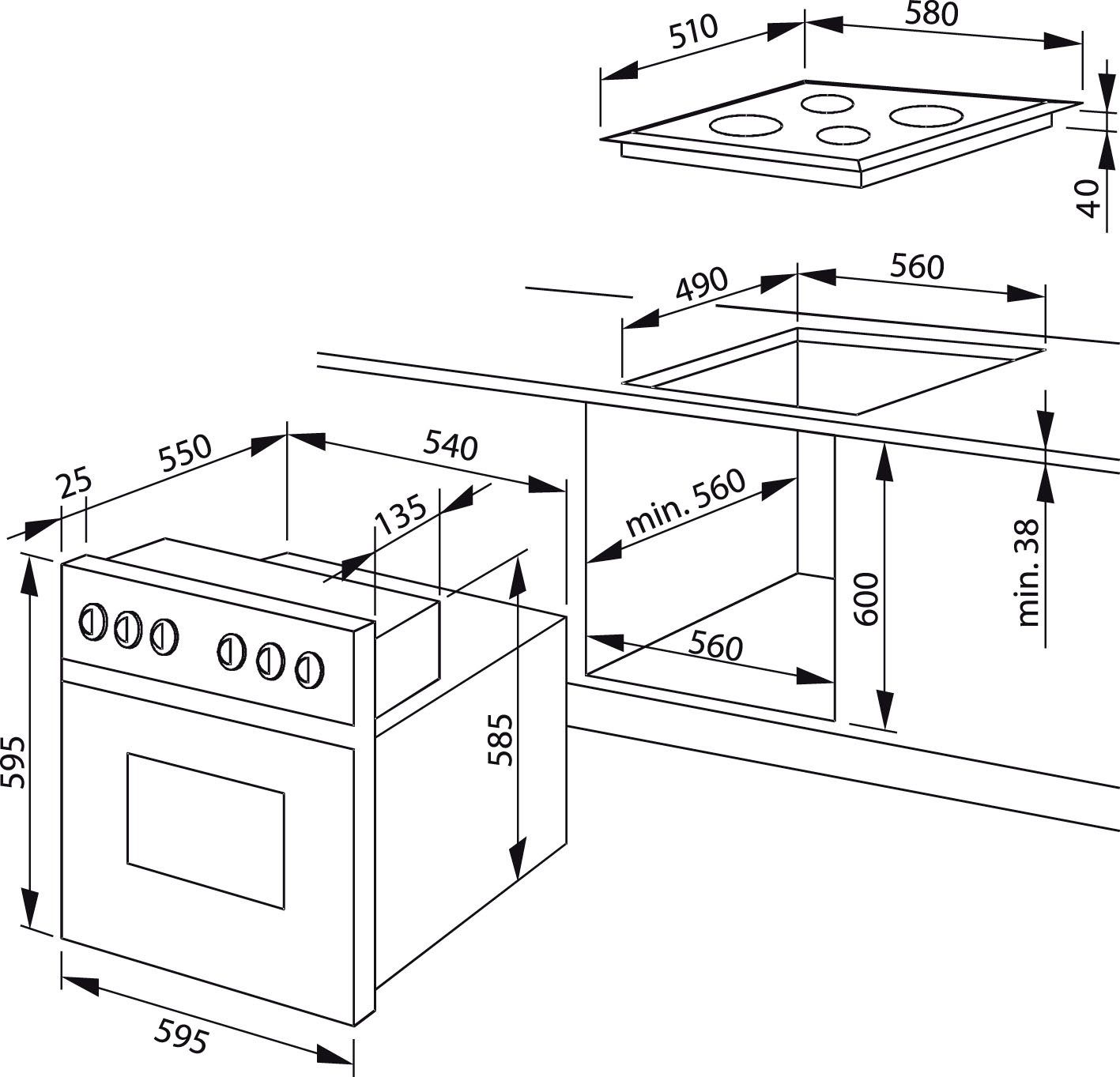 Amica Elektro-Herd-Set EHE 932 000 E, Steam Clean