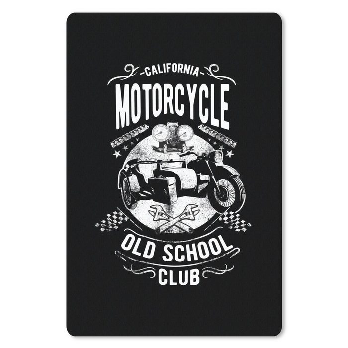 MuchoWow Mauspad Retro-Illustration des California Motorcycle Club auf einem schwarzen (1-St) Gaming Mousepad Büro 18x27 cm Mausunterlage