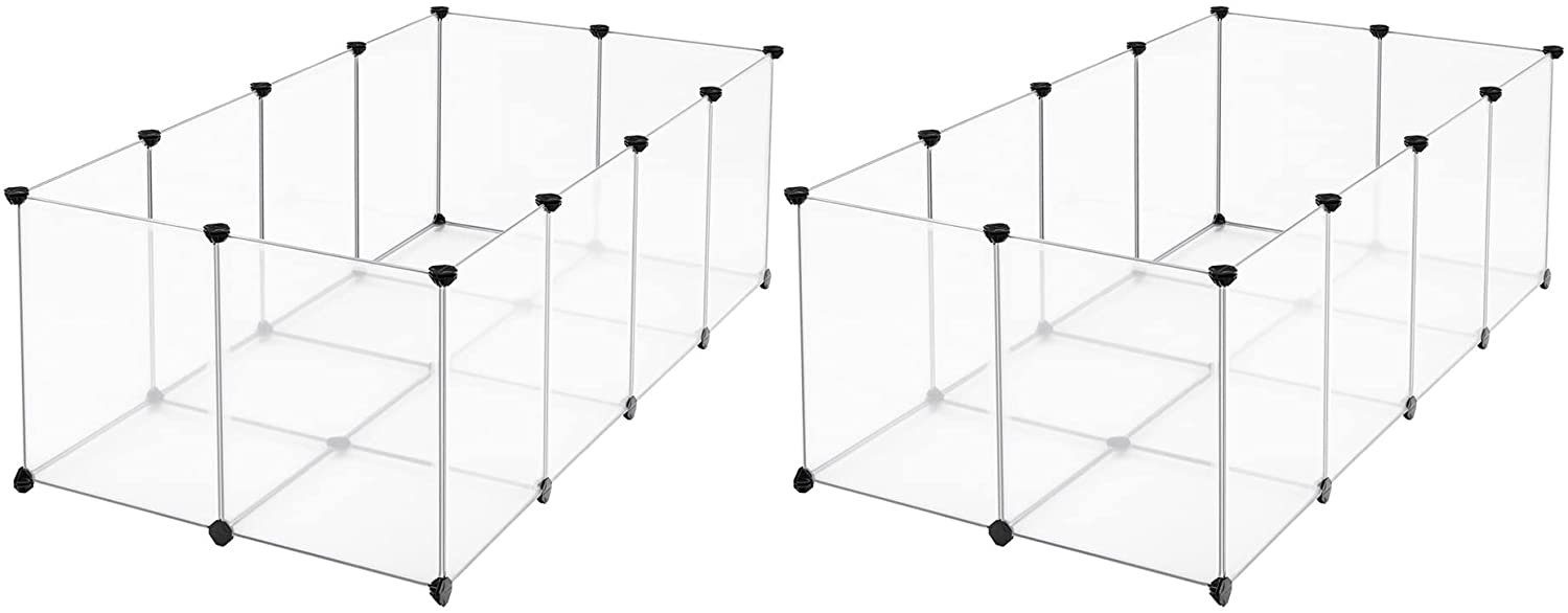 SONGMICS Kleintierkäfig, L-XXL, Freigehege, mit Bodenplatten, 20 Platten, DIY