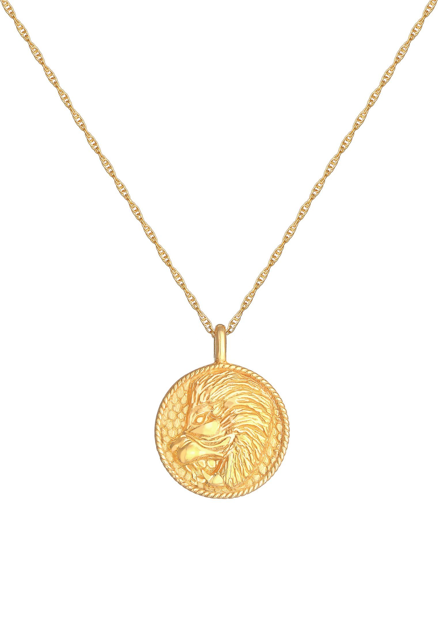 Gold Münze Elli Silber, mit Astro 925 Anhänger Sternzeichen Kette Sternzeichen Löwe Antik