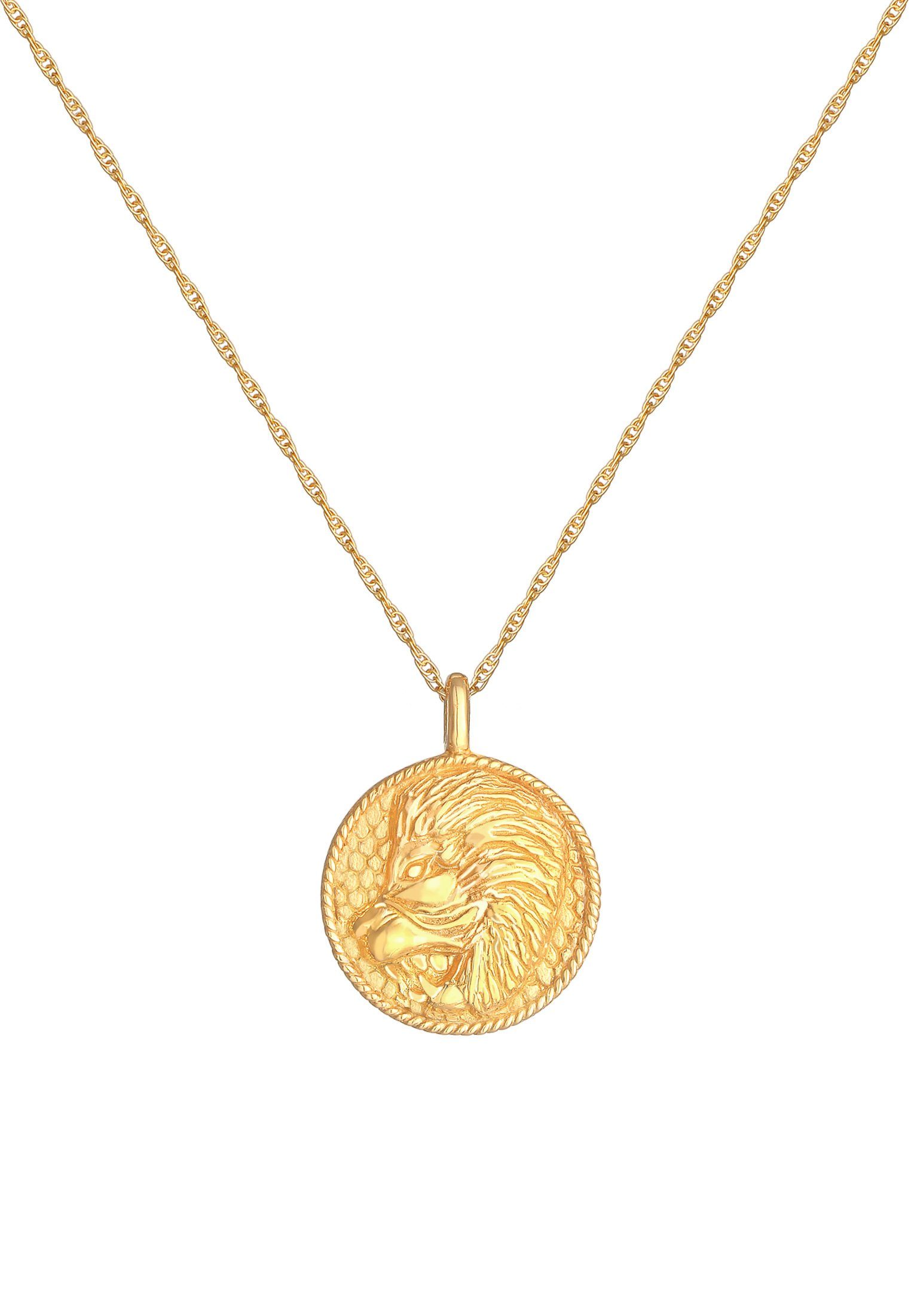 Elli Kette mit Anhänger Sternzeichen Löwe Astro Münze Antik 925 Silber, Sternzeichen