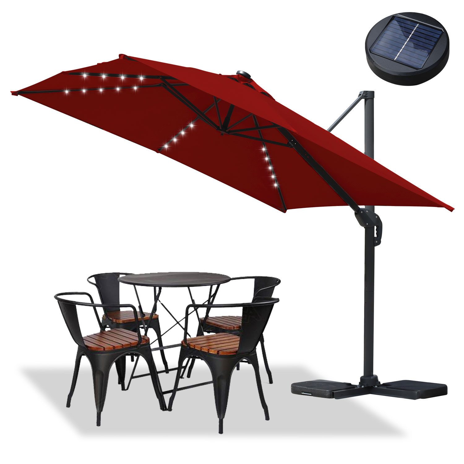 Clanmacy Sonnenschirm Sonnenschirm mit LED Beleuchtung günstig online kaufen