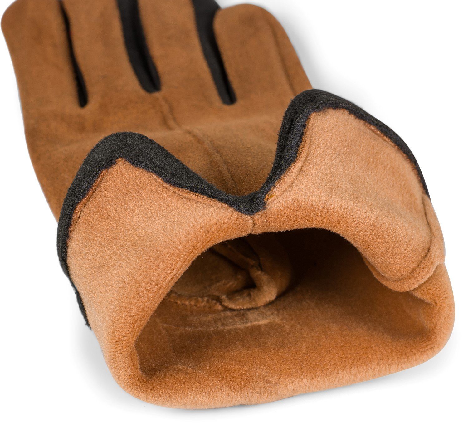Cognac Kontrast Handschuhe styleBREAKER Touchscreen Fleecehandschuhe