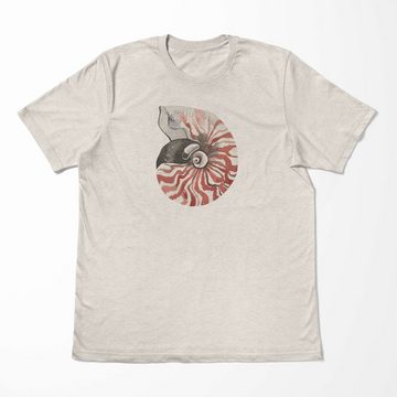 Sinus Art T-Shirt Herren Shirt 100% gekämmte Bio-Baumwolle T-Shirt Meeresschnecke Wasserfarben Motiv Nachhaltig Ökomo (1-tlg)