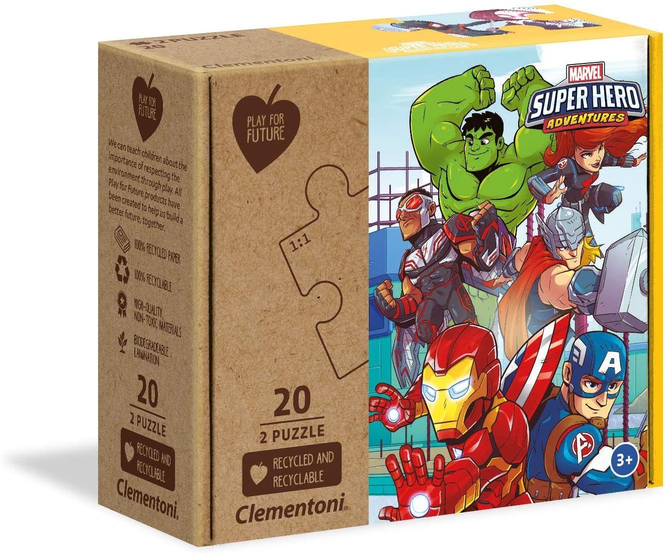 Clementoni® Puzzle Play for Future Puzzle - Marvel Superhelden (2 x 20 Teile), Puzzleteile